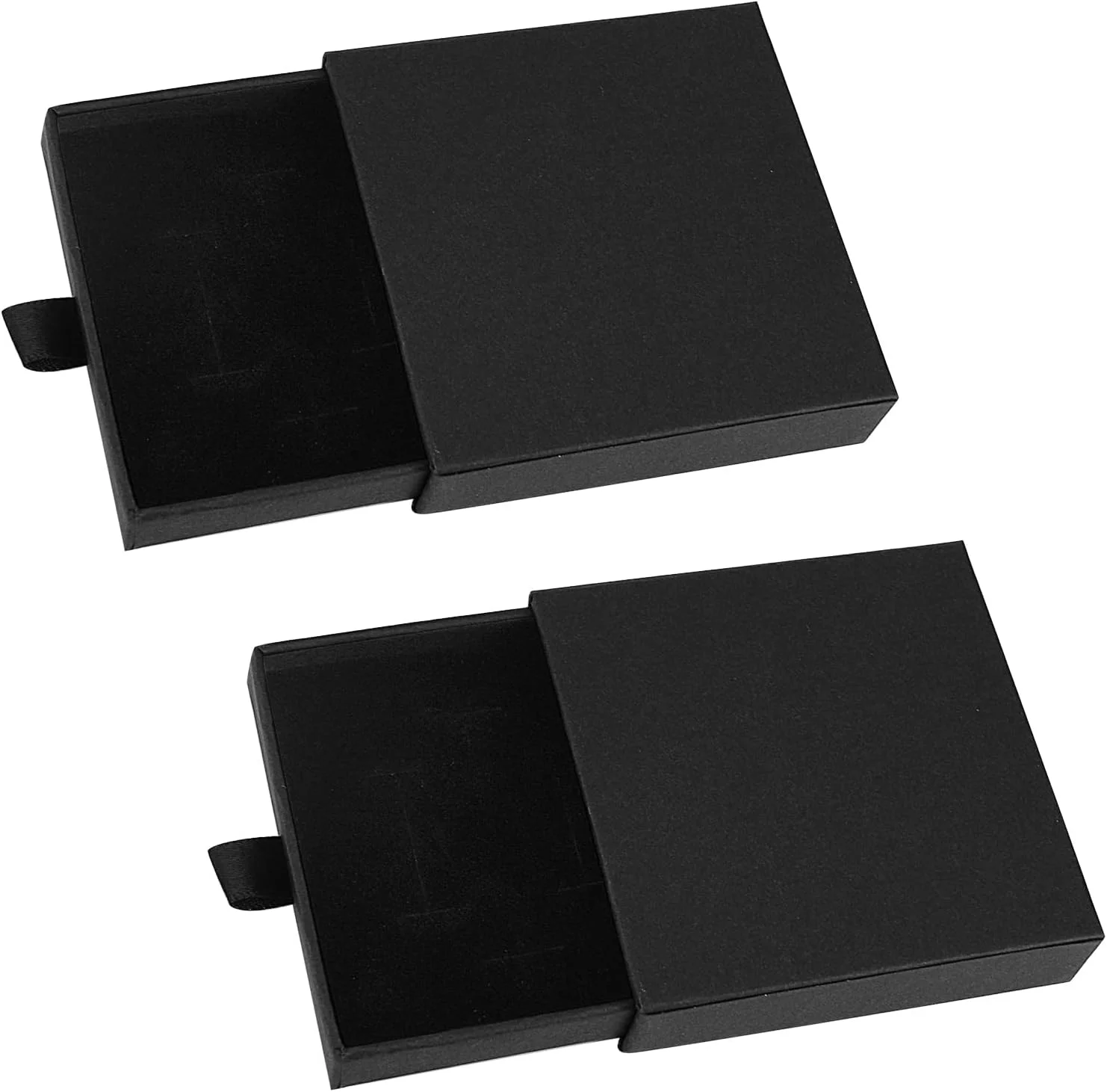 جعبه جواهرات TERRIFI، 2 عدد جعبه مقوایی کرافت مشکی مربعی برای بسته بندی هدیه جواهرات، مناسب برای نگهداری گردنبند، انگشتر و آویز