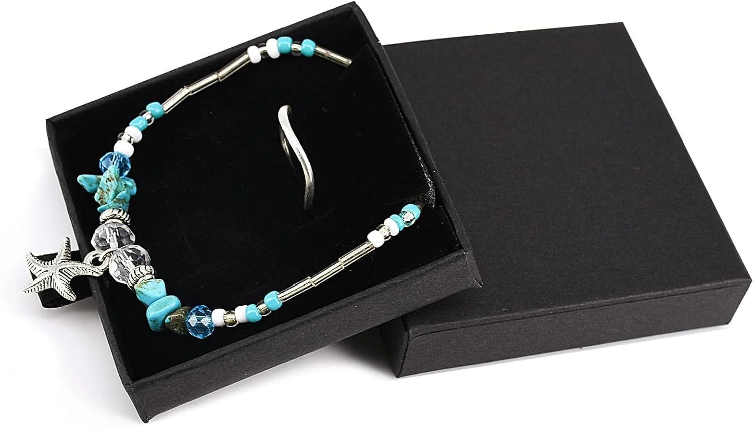 جعبه جواهرات TERRIFI، 2 عدد جعبه مقوایی کرافت مشکی مربعی برای بسته بندی هدیه جواهرات، مناسب برای نگهداری گردنبند، انگشتر و آویز