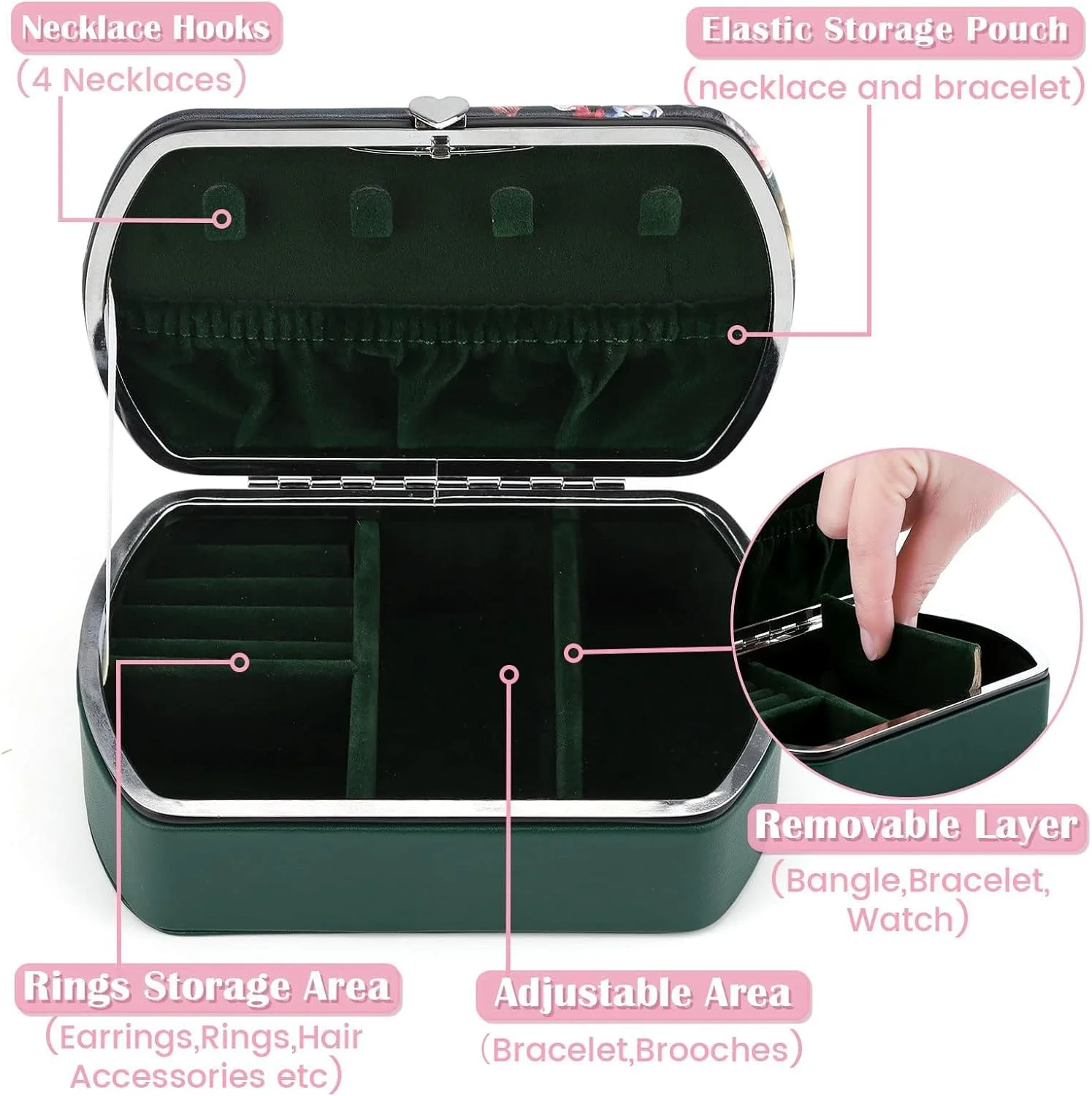 جعبه جواهرات طرح قدیمی - جعبه کوچک مسافرتی برای انگشتر، گوشواره، گردنبند، دستبند، ساعت و لوازم جانبی مو، جعبه هدیه جواهرات چرمی گلدار برای زنان و دختران (سبز، 14.2x8.9x4.8 سانتی متر) جعبه جواهرات طرح قدیمی - جعبه کوچک مسافرتی برای انگشتر، گوشواره، گردنبند، دستبند، ساعت و لوازم جانبی مو، جعبه هدیه جواهرات چرمی گلدار برای زنان و دختران (سبز، 14.2x8.9x4.8 سانتی متر)