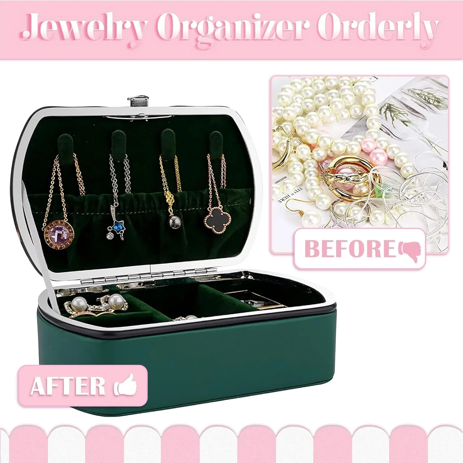 جعبه جواهرات طرح قدیمی - جعبه کوچک مسافرتی برای انگشتر، گوشواره، گردنبند، دستبند، ساعت و لوازم جانبی مو، جعبه هدیه جواهرات چرمی گلدار برای زنان و دختران (سبز، 14.2x8.9x4.8 سانتی متر) جعبه جواهرات طرح قدیمی - جعبه کوچک مسافرتی برای انگشتر، گوشواره، گردنبند، دستبند، ساعت و لوازم جانبی مو، جعبه هدیه جواهرات چرمی گلدار برای زنان و دختران (سبز، 14.2x8.9x4.8 سانتی متر)