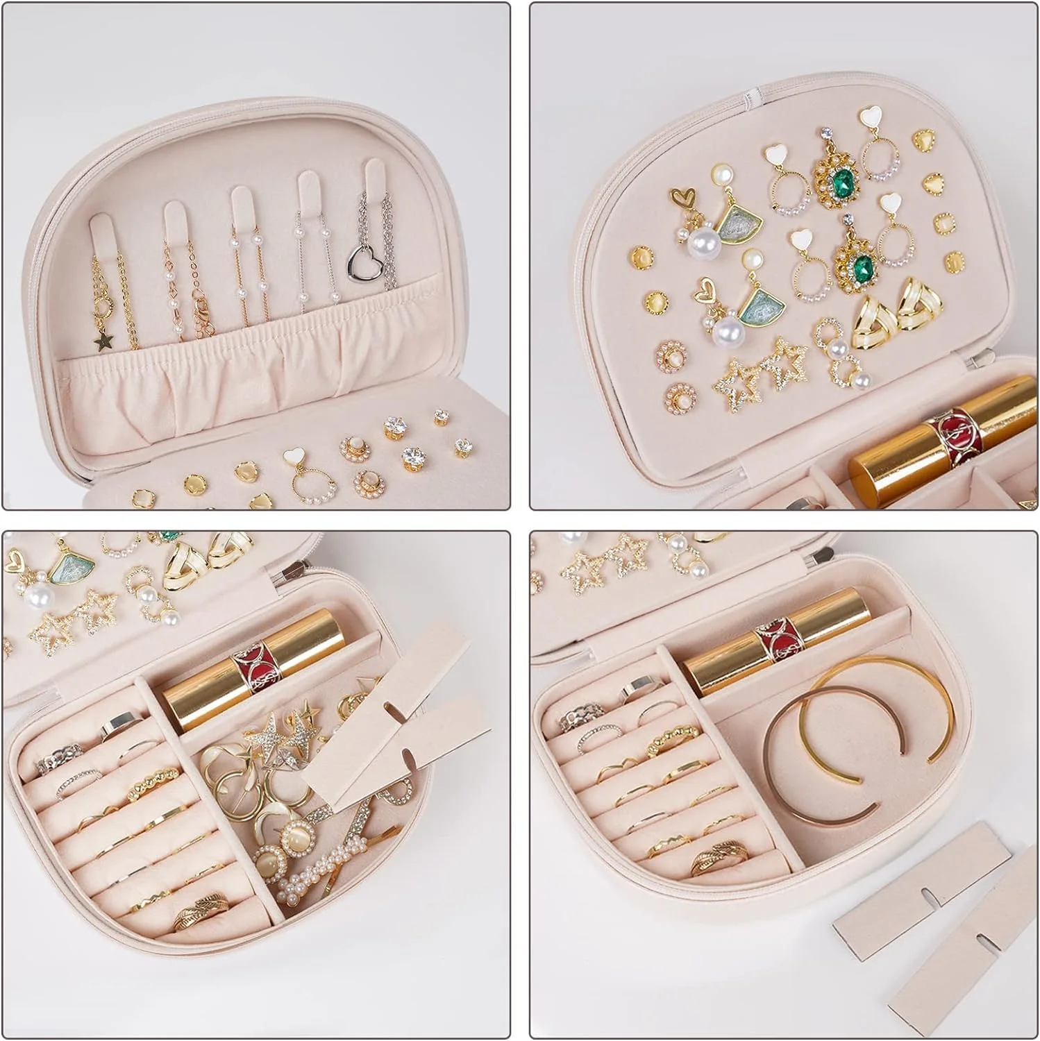 جعبه جواهرات کوچک و قابل حمل تریفی، جعبه مسافرتی مینی چرمی PU صورتی برای دختران و زنان، گوشواره، گردنبند، انگشتر، دستبند جعبه جواهرات کوچک و قابل حمل تریفی، جعبه مسافرتی مینی چرمی PU صورتی برای دختران و زنان، گوشواره، گردنبند، انگشتر، دستبند