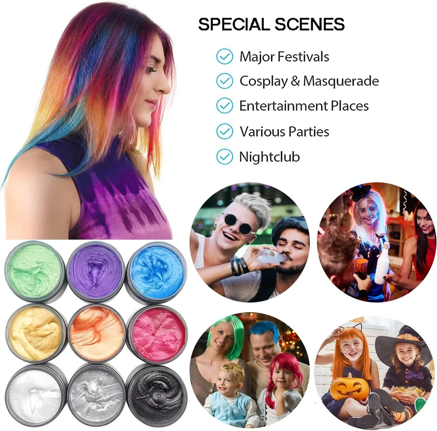 واکس رنگ مو CHELIZIHI، واکس موی فوری سبز 120 گرم، کرم پماد حالت دهنده موی طبیعی унисекс، رنگ موی موقت برای مهمانی، косплей، هالووین