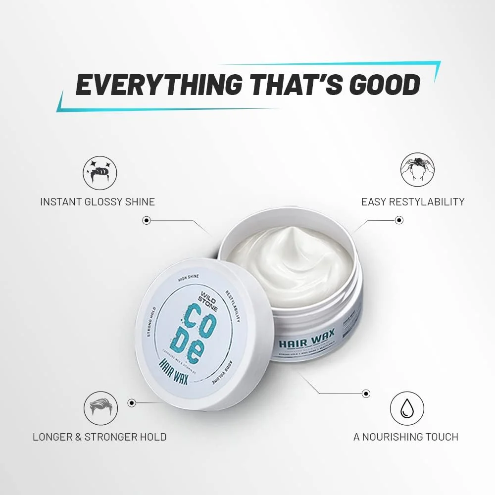 واکس مو مردانه وایلد استون کد، 75 گرم | حالت دهنده قوی و ماندگار | درخشش براق با حجم دهی | قابلیت تغییر حالت آسان | واکس مو بدون مواد شیمیایی مضر | واکس حالت دهنده مو برای مردان