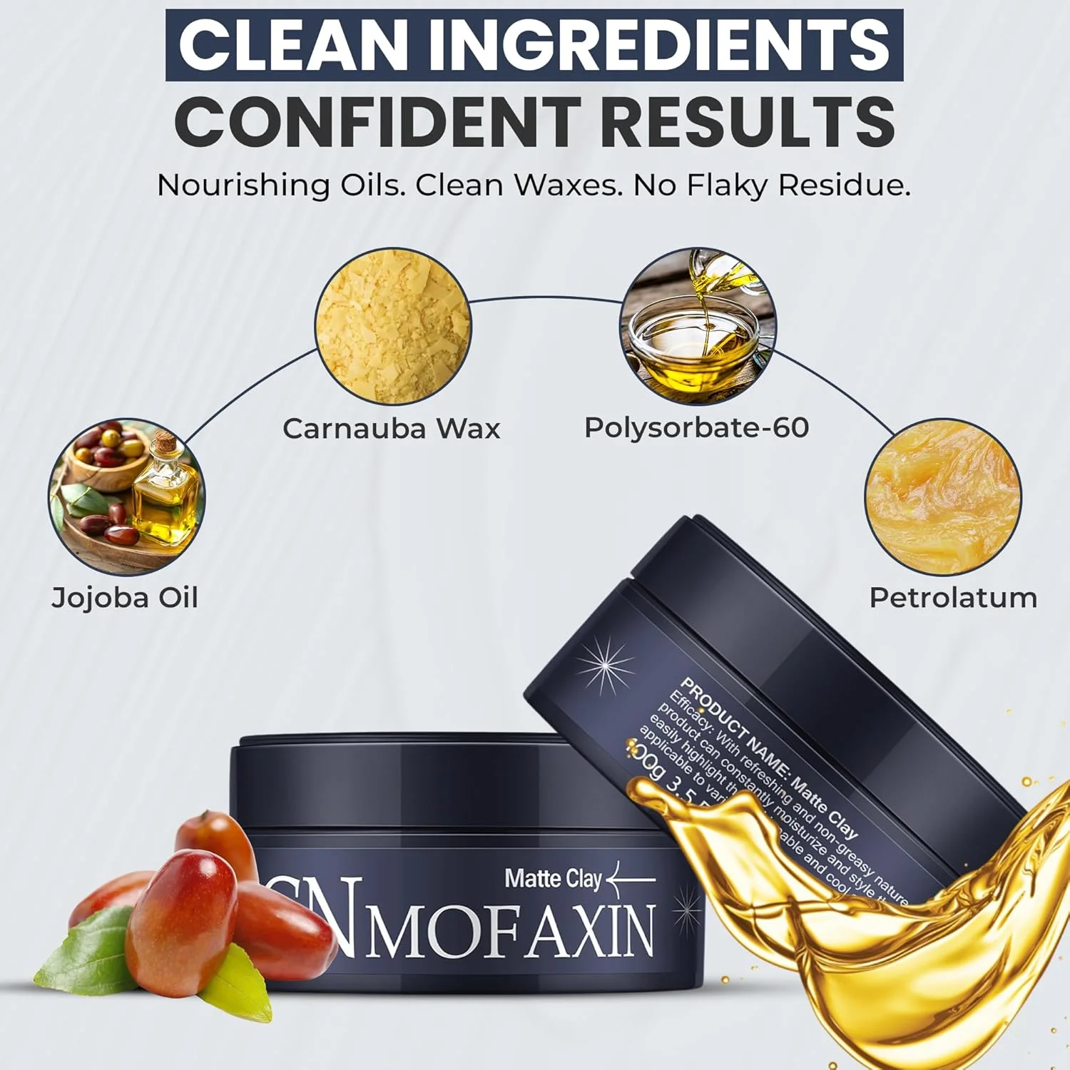 خمیر حالت دهنده موی مات با قدرت نگهداری متوسط CNMOFAXIN، 100 گرم، واکس موی ماندگار برای آقایان و بانوان، خمیر حالت دهنده مات طبیعی با روغن های مغذی، شستشوی آسان، برای ظاهری با بافت و استفاده روزانه خمیر حالت دهنده موی مات با قدرت نگهداری متوسط CNMOFAXIN، 100 گرم، واکس موی ماندگار برای آقایان و بانوان، خمیر حالت دهنده مات طبیعی با روغن های مغذی، شستشوی آسان، برای ظاهری با بافت و استفاده روزانه