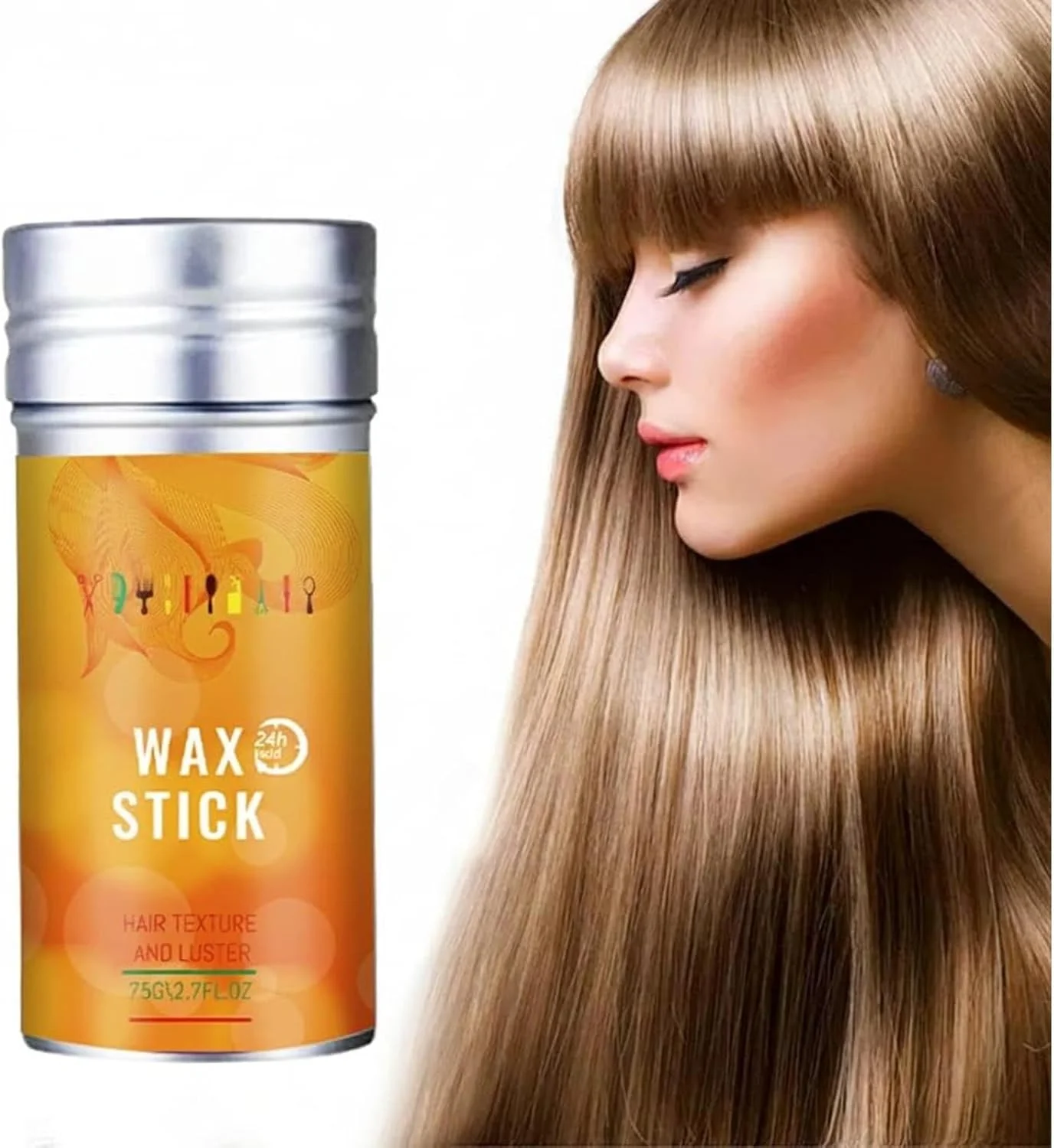 استیک واکس مو برای موهای مصنوعی، پماد حالت دهنده مو، ژل موی حالت دهنده با ماندگاری طولانی، مرطوب کننده و درخشان کننده، صاف کننده موهای وز و خرده مو، بدون چربی (80 گرم)