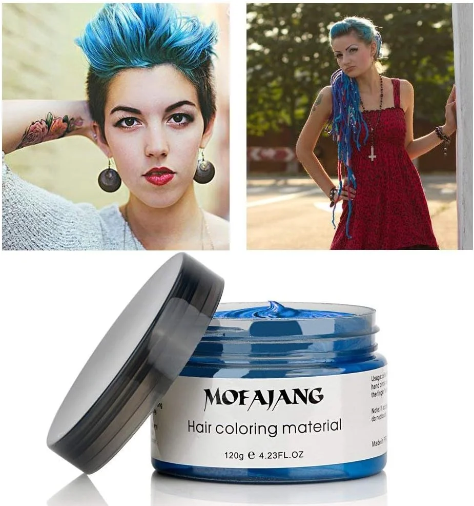 واکس رنگ مو، کرم حالت دهنده موقت آبی، پماد رنگ مو طبیعی، کرم گِل حالت دهنده رنگ مو قابل شستشو