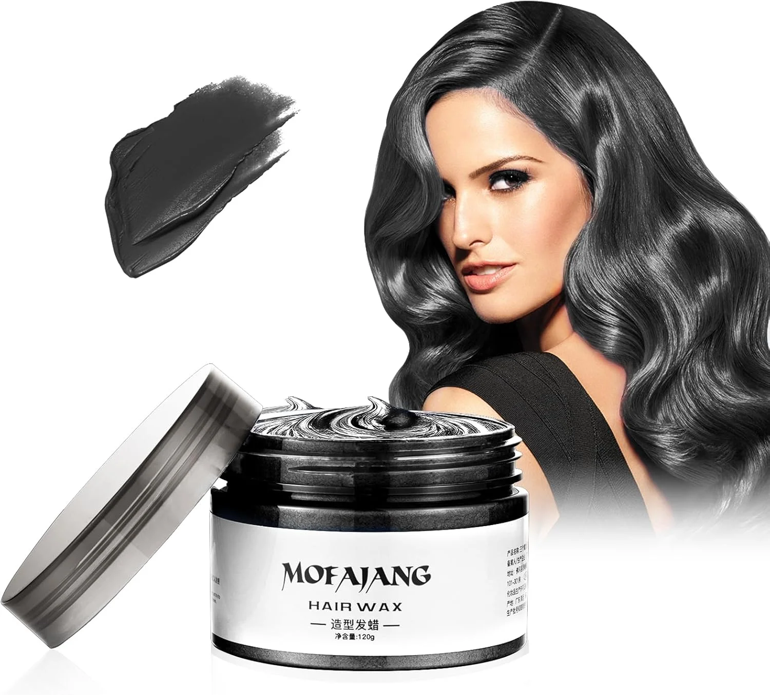 موم رنگ موقت efly، 120 گرم - کرم حالت دهنده فوری مو، موم حالت دهنده مو برای مهمانی، اجرای نقش، تمیز کردن آسان (مشکی) مشکی