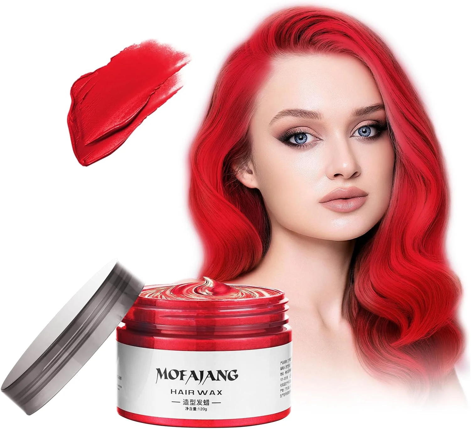 کرم حالت دهنده مو فوری efly 120 گرمی، واکس رنگ موی موقت برای مهمانی، ایفای نقش، تمیز کردن آسان (1، قرمز)