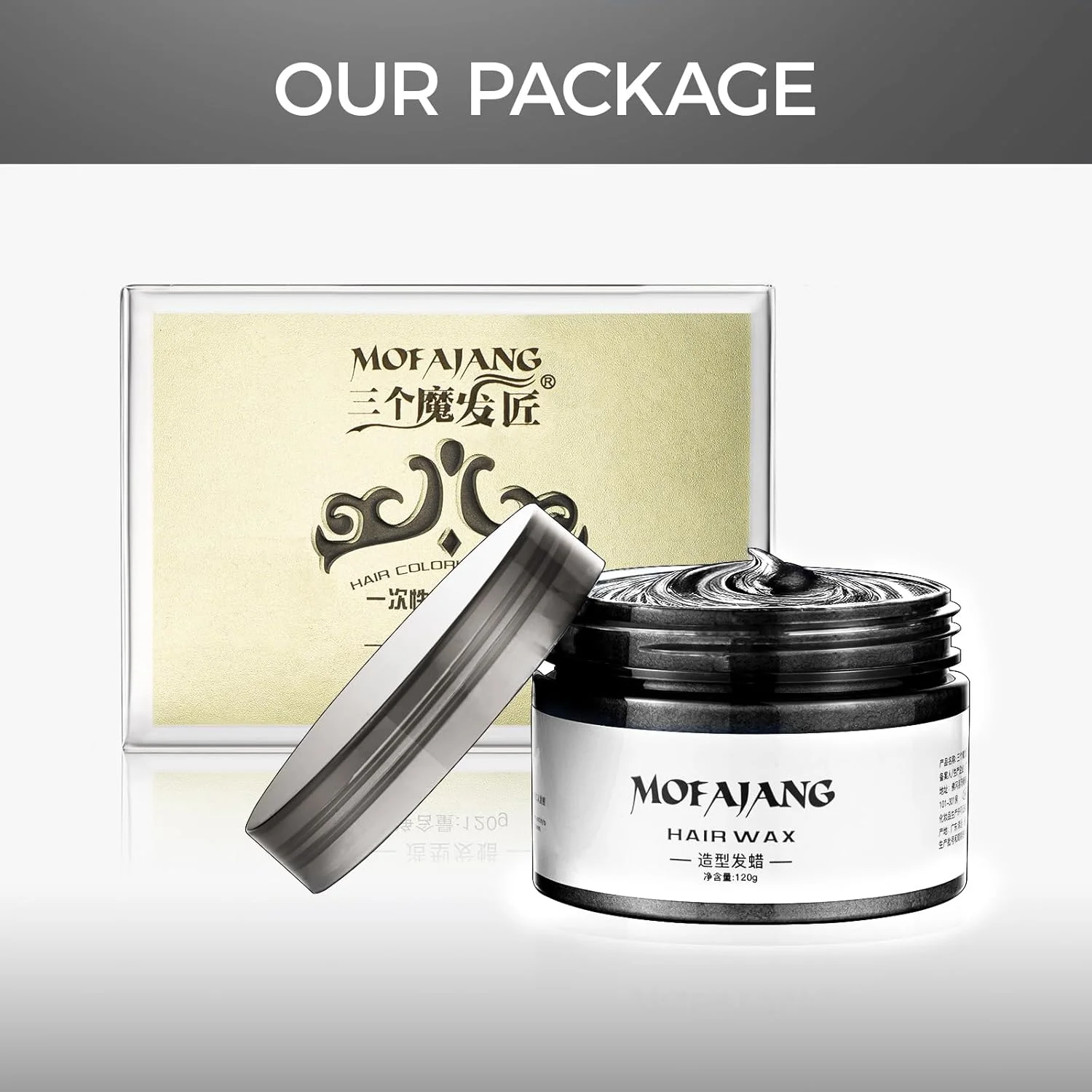 موم رنگ موقت efly، 120 گرم - کرم حالت دهنده فوری مو، موم حالت دهنده مو برای مهمانی، اجرای نقش، تمیز کردن آسان (مشکی) مشکی