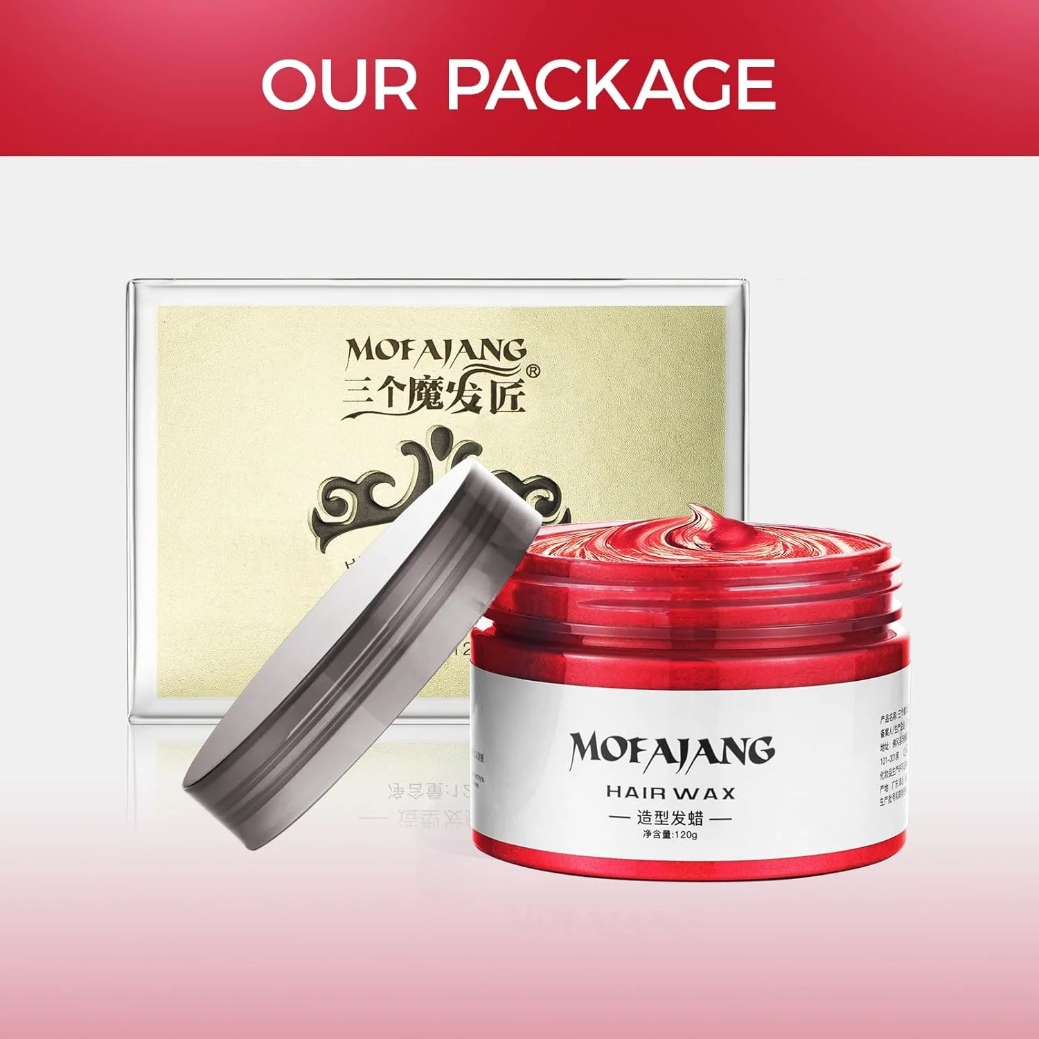 کرم حالت دهنده مو فوری efly 120 گرمی، واکس رنگ موی موقت برای مهمانی، ایفای نقش، تمیز کردن آسان (1، قرمز)