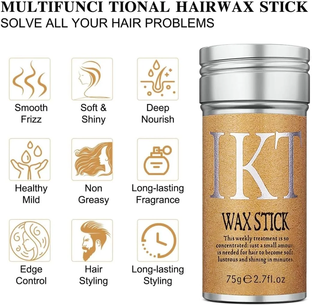 استیک واکس مو 75 گرمی، استیک واکس برای موهای کلاه گیس، حالت دهنده مو برای زنان و مردان، واکس حالت دهنده غیر چرب برای موهای وز و پرز دار