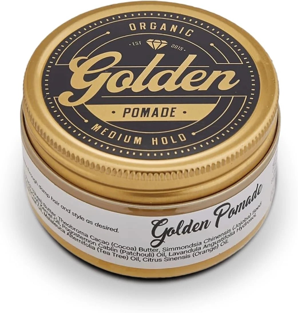پماد موی ارگانیک و طبیعی گلدن بیردز ۱۰۰ میلی لیتر - ساخته شده با عشق در دانمارک - اثر درخشش عالی برای موهای بلند و کوتاه - نگهدارنده متوسط و انعطاف پذیر - مناسب برای همه