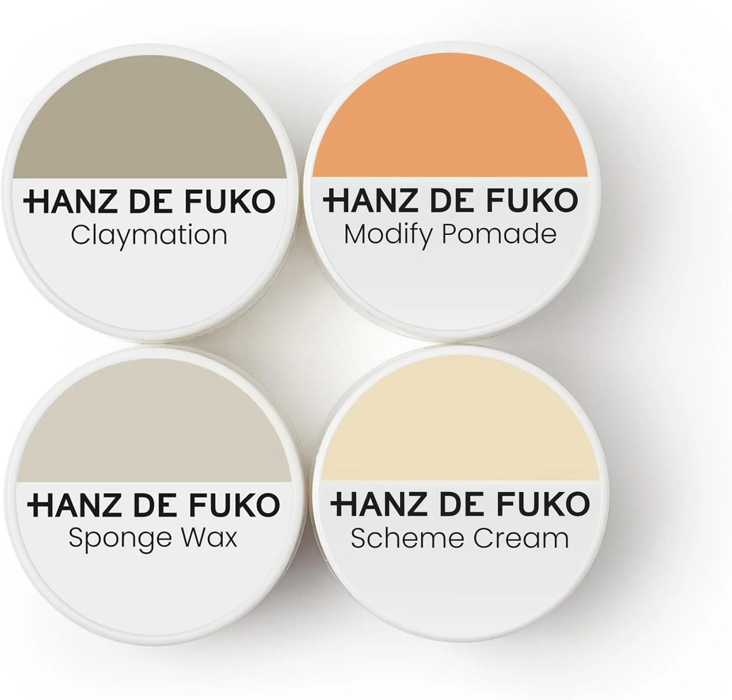 مجموعه مینی 4 عددی هانز دی فوکو: مجموعه ای از واکس مو، خمیر، پاست و پماد حالت دهنده مو در اندازه های جیبی 7 گرمی، چند رنگ