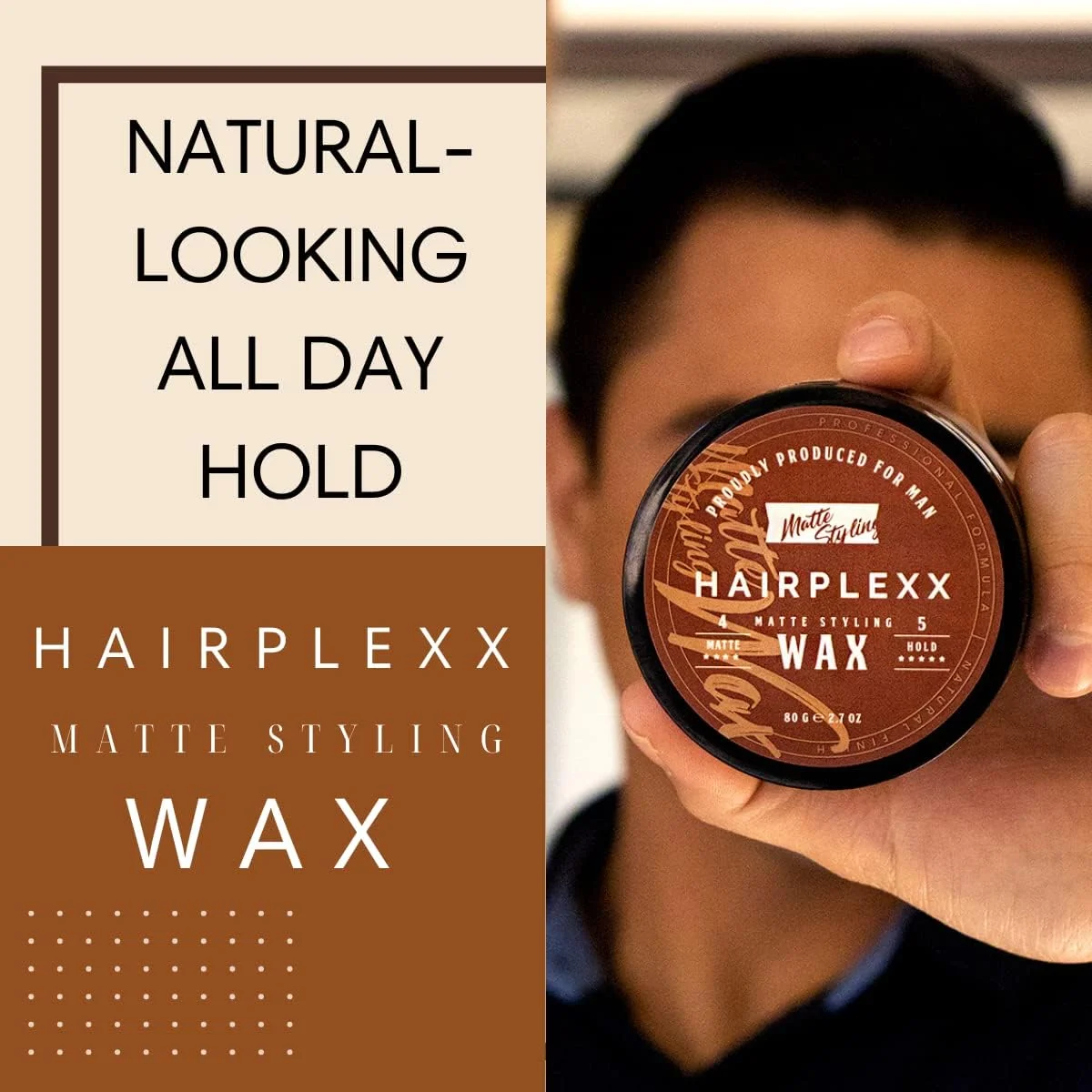 واکس مو مات Hairplexx - خمیر حالت دهنده مو با پرداخت مات، نگهدارنده قوی در تمام طول روز - بهبود بافت و ضخامت برای انواع مو، بدون پارابن 80 میلی لیتر