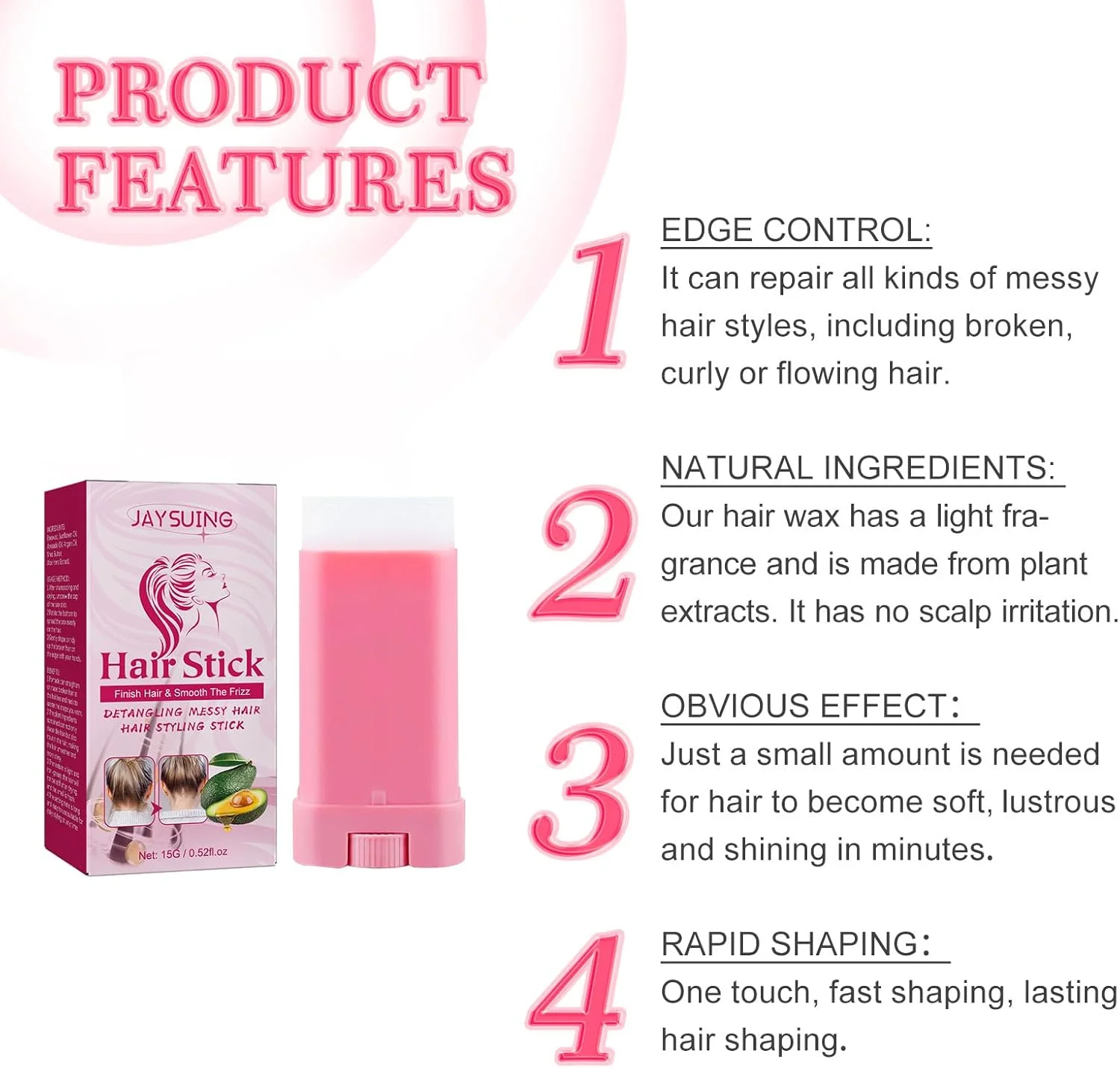 استیک حالت دهنده مو برای موهای وز شده - استیک حالت دهنده برای ظاهری صاف، رام کننده وز و موهای ریز، غیر چرب، حاوی روغن آرگان و شی باتر، 15 گرم