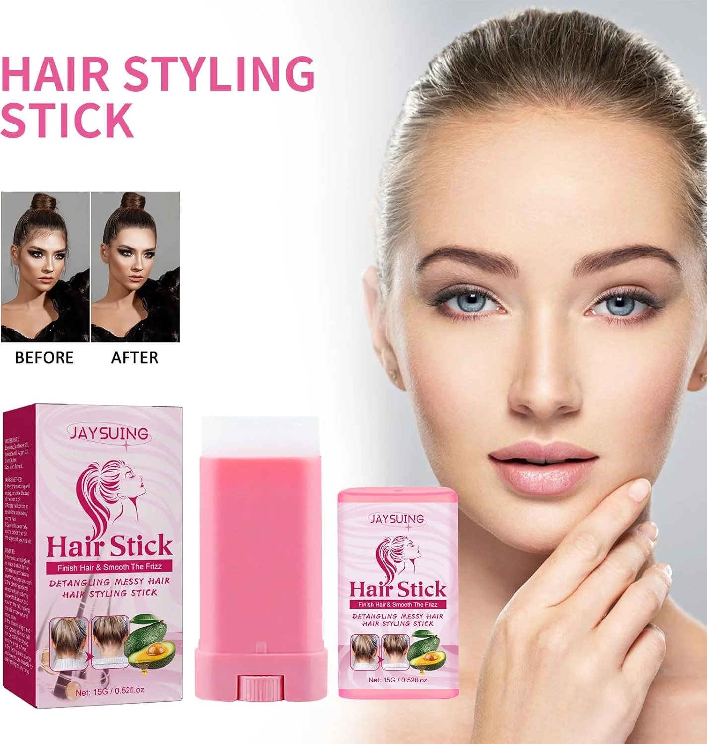 استیک حالت دهنده مو برای موهای وز شده - استیک حالت دهنده برای ظاهری صاف، رام کننده وز و موهای ریز، غیر چرب، حاوی روغن آرگان و شی باتر، 15 گرم