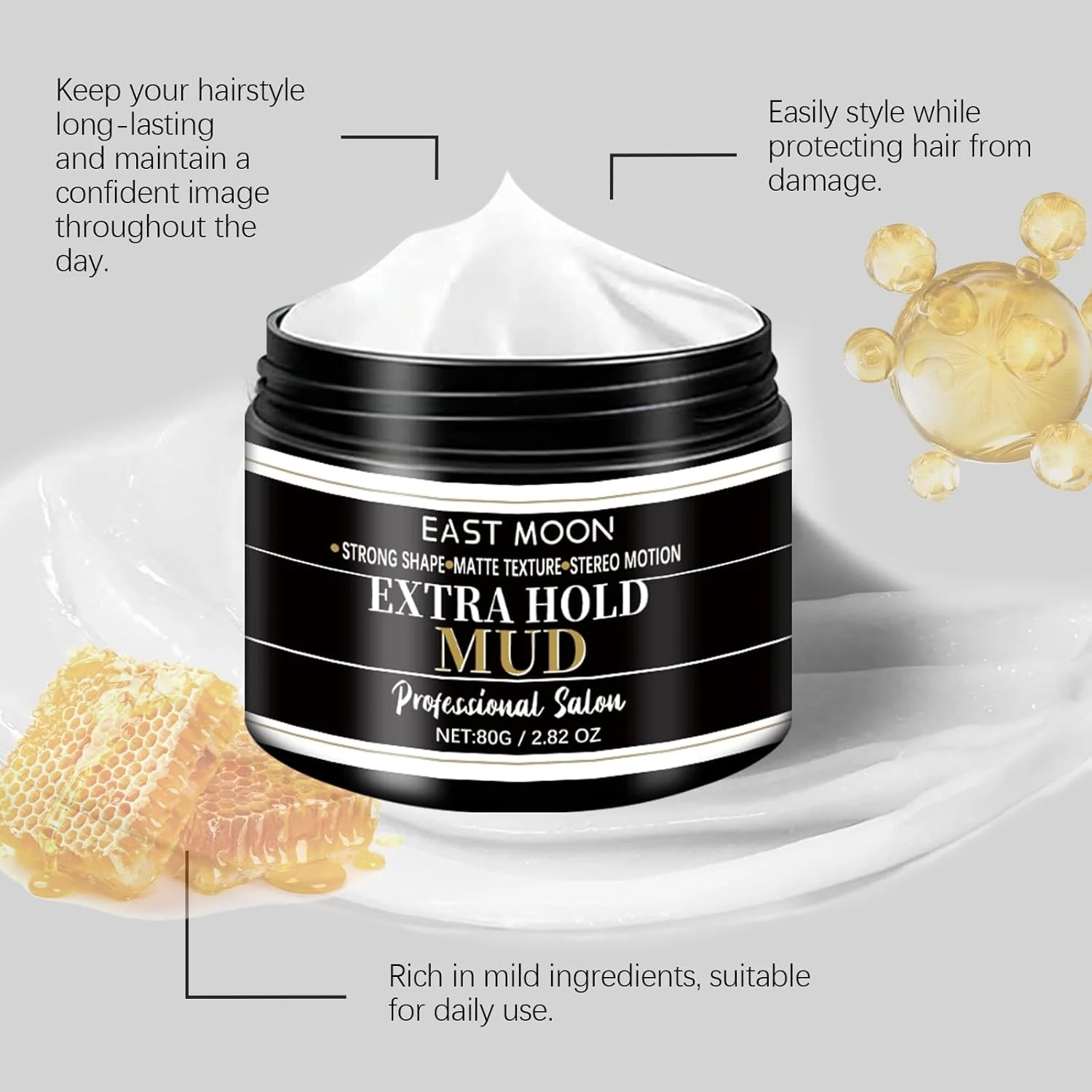 واکس مو مردانه – واکس حالت دهنده مو با موم زنبور عسل و روغن کرچک، مراقبت مرطوب کننده، نگهدارندگی قوی، حالت دهی آسان، مناسب برای انواع مو، 80 گرم