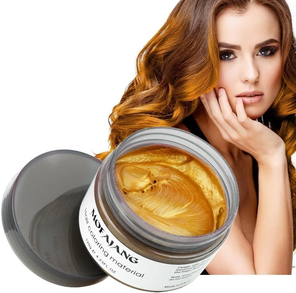 واکس رنگ موی فوری طلایی نارنجی، پماد رنگ موی موقت برای مدل موهای طبیعی مردانه و زنانه، مهمانی، косплей - 120 گرم