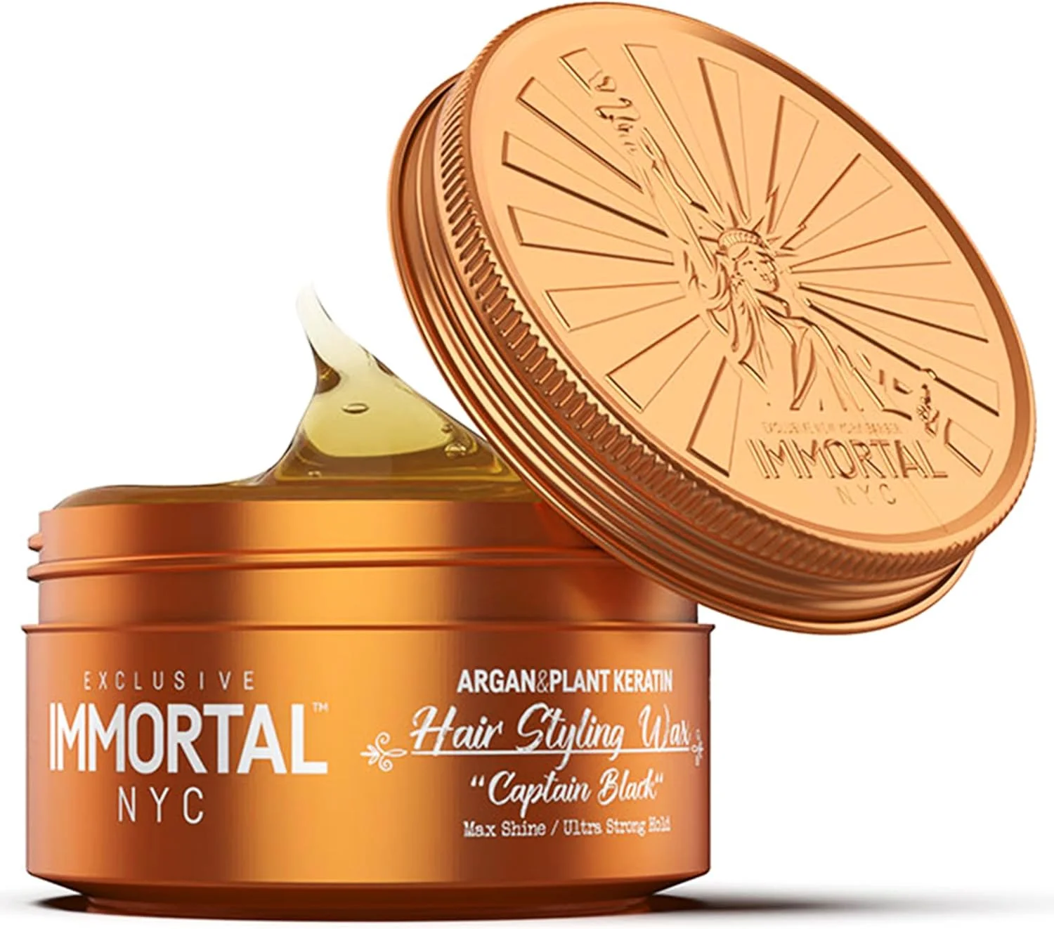 واکس موی کاپیتان بلک ایمورتال NYC - قدرت نگهداری 8 از 9، حداکثر درخشندگی - واکس موی طبیعی بر پایه آب برای مردان - بدون باقی مانده، مناسب برای انواع مو