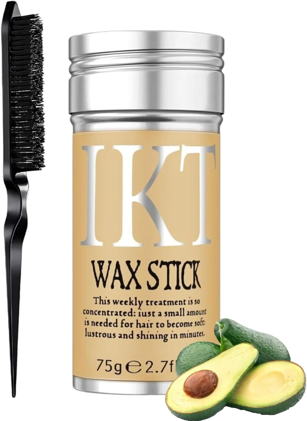 استیک واکس مو IKT برای حالت دادن به موی زنانه، کلاه گیس و مرتب کردن موهای شکسته، حالت دهنده مو برای صاف کردن موهای زائد و وز، غیر چرب به همراه شانه پوش دهنده (بسته 2 عددی)