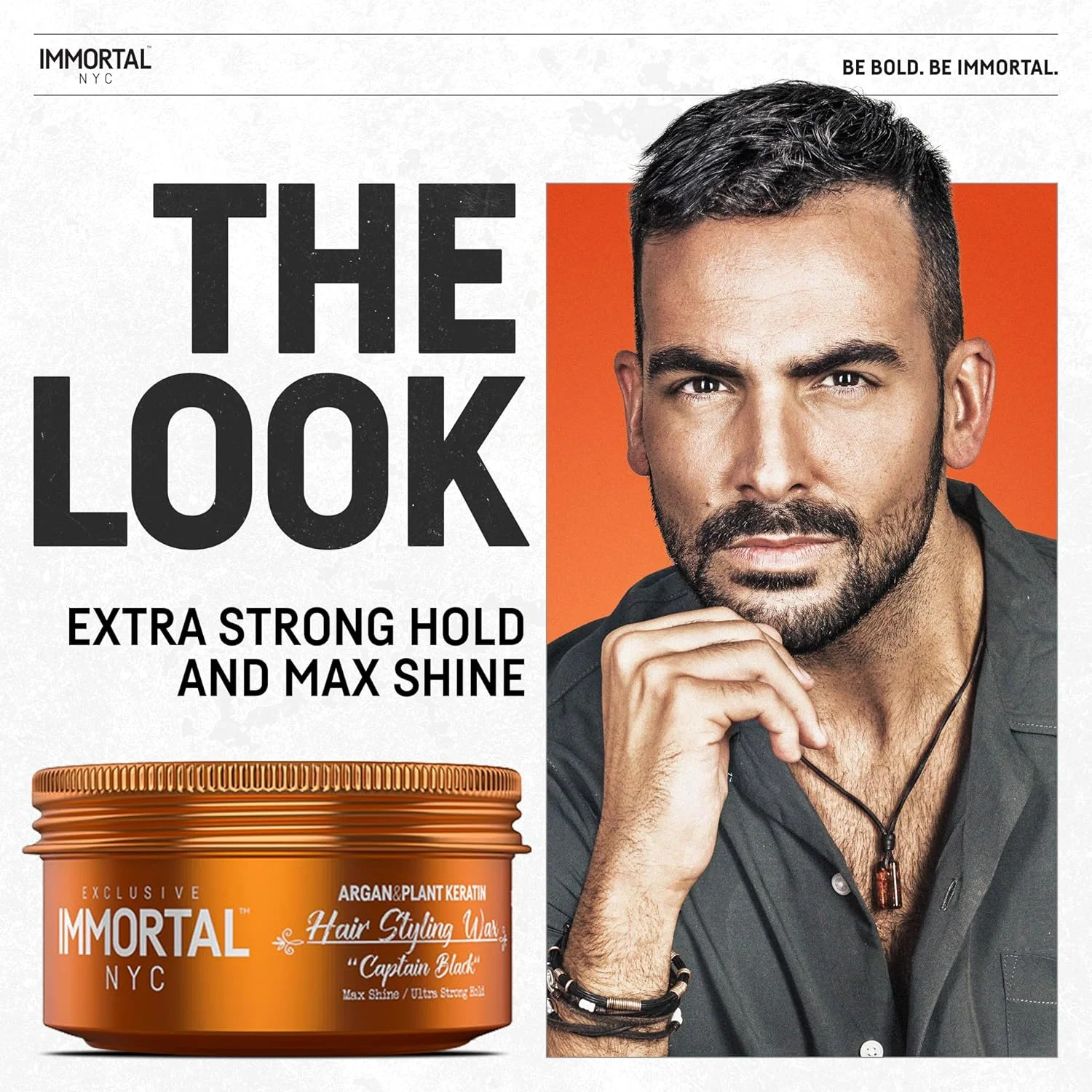 واکس موی کاپیتان بلک ایمورتال NYC - قدرت نگهداری 8 از 9، حداکثر درخشندگی - واکس موی طبیعی بر پایه آب برای مردان - بدون باقی مانده، مناسب برای انواع مو