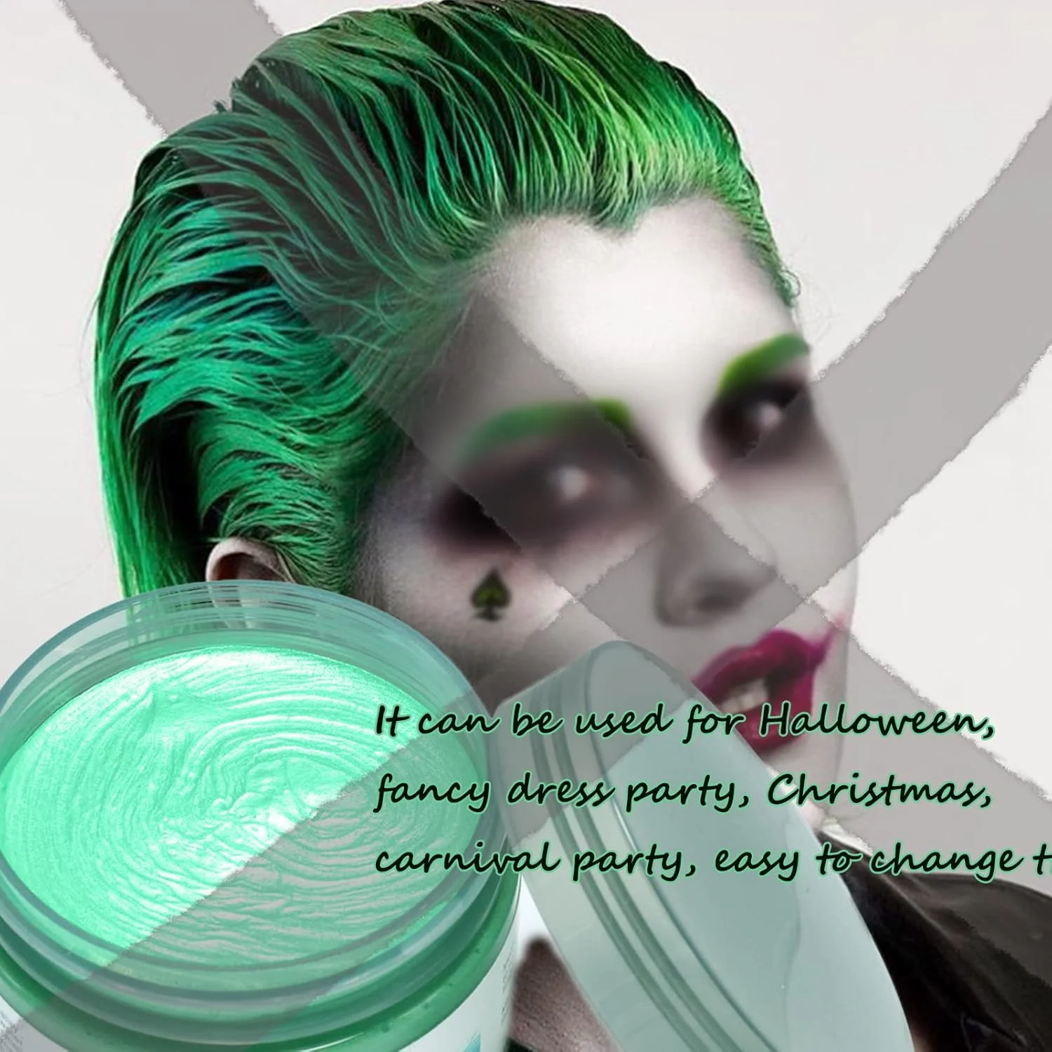 واکس موی رنگی سبز موقت، قابل شستشو، طبیعی، مدل موی گِلی، مناسب برای هالووین و کریسمس، شستشوی آسان، مدل موی مردانه و زنانه