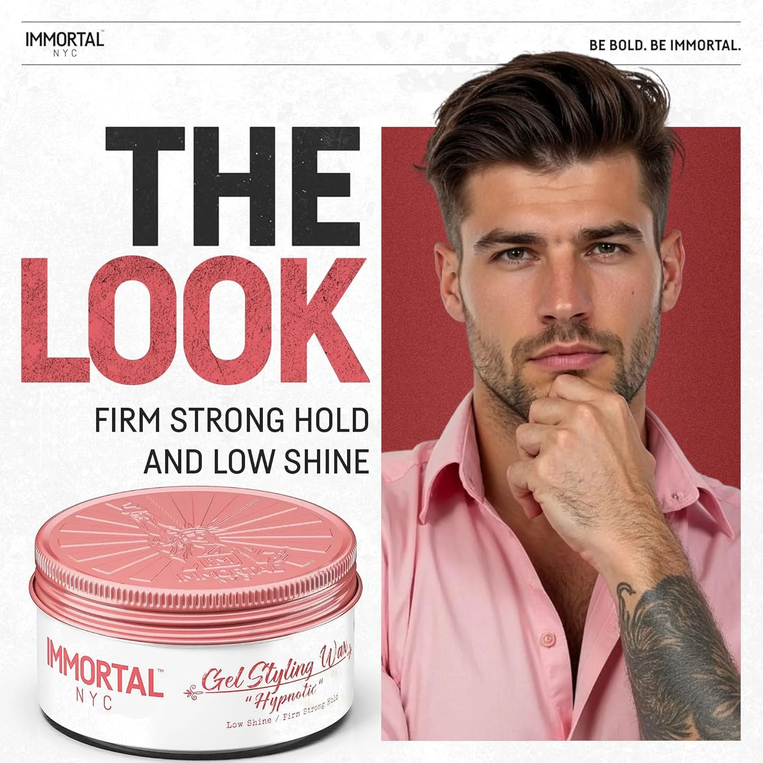 واکس حالت دهنده موی سر ایمورتال NYC - هیپنوتیزم کننده، با قدرت نگهدارندگی بسیار قوی، ژل/واکس با درخشش کم - پماد/واکس موی مردانه بر پایه آب، بدون ایجاد رسوب - ژل/واکس کاملا طبیعی برای انواع مو