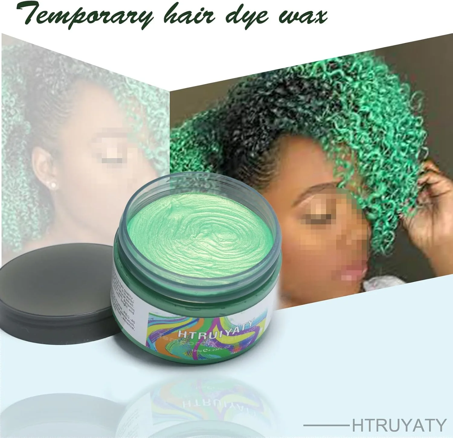 واکس موی رنگی سبز موقت، قابل شستشو، طبیعی، مدل موی گِلی، مناسب برای هالووین و کریسمس، شستشوی آسان، مدل موی مردانه و زنانه