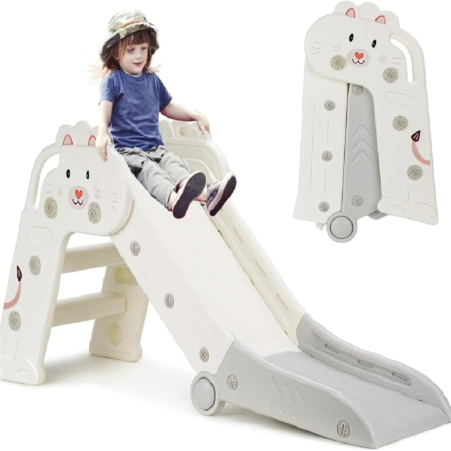 سرسره تاشو قابل حمل کودک SOOFAM با صخره نوردی، مجموعه بازی مستقل داخلی و خارجی برای کودکان 1-3 ساله، اسباب بازی فعالیت ایمنی پله های ضد لغزش (سفید) سرسره تاشو قابل حمل کودک SOOFAM با صخره نوردی، مجموعه بازی مستقل داخلی و خارجی برای کودکان 1-3 ساله، اسباب بازی فعالیت ایمنی پله های ضد لغزش (سفید)