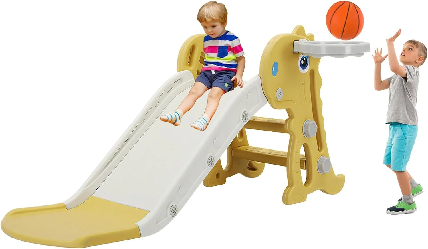 سرسره کودک 3 در 1 SOOFAM، سرسره تاشو سرپوشیده و فضای باز با حلقه بسکتبال، سرسره مستقل کودک با شیب لغزنده فوق العاده طولانی، مناسب برای کودکان پسر و دختر 1-3 ساله سرسره کودک 3 در 1 SOOFAM، سرسره تاشو سرپوشیده و فضای باز با حلقه بسکتبال، سرسره مستقل کودک با شیب لغزنده فوق العاده طولانی، مناسب برای کودکان پسر و دختر 1-3 ساله