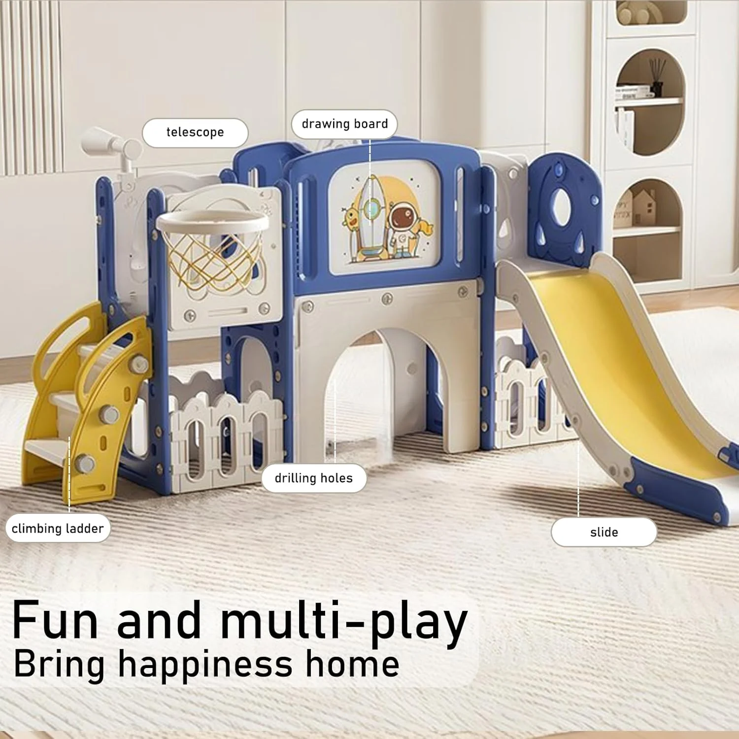 سرسره کودک 9 در 1 SOOFAM، سرسره کودکان برای کودکان بالای 1 سال، مجموعه بازی با حلقه بسکتبال، تلسکوپ، تخته طراحی، زمین بازی سرپوشیده و روباز برای کودکان 1-3 سال (آبی) سرسره کودک 9 در 1 SOOFAM، سرسره کودکان برای کودکان بالای 1 سال، مجموعه بازی با حلقه بسکتبال، تلسکوپ، تخته طراحی، زمین بازی سرپوشیده و روباز برای کودکان 1-3 سال (آبی)