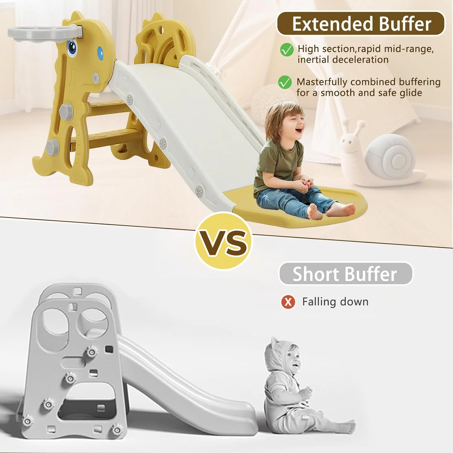 سرسره کودک 3 در 1 SOOFAM، سرسره تاشو سرپوشیده و فضای باز با حلقه بسکتبال، سرسره مستقل کودک با شیب لغزنده فوق العاده طولانی، مناسب برای کودکان پسر و دختر 1-3 ساله سرسره کودک 3 در 1 SOOFAM، سرسره تاشو سرپوشیده و فضای باز با حلقه بسکتبال، سرسره مستقل کودک با شیب لغزنده فوق العاده طولانی، مناسب برای کودکان پسر و دختر 1-3 ساله