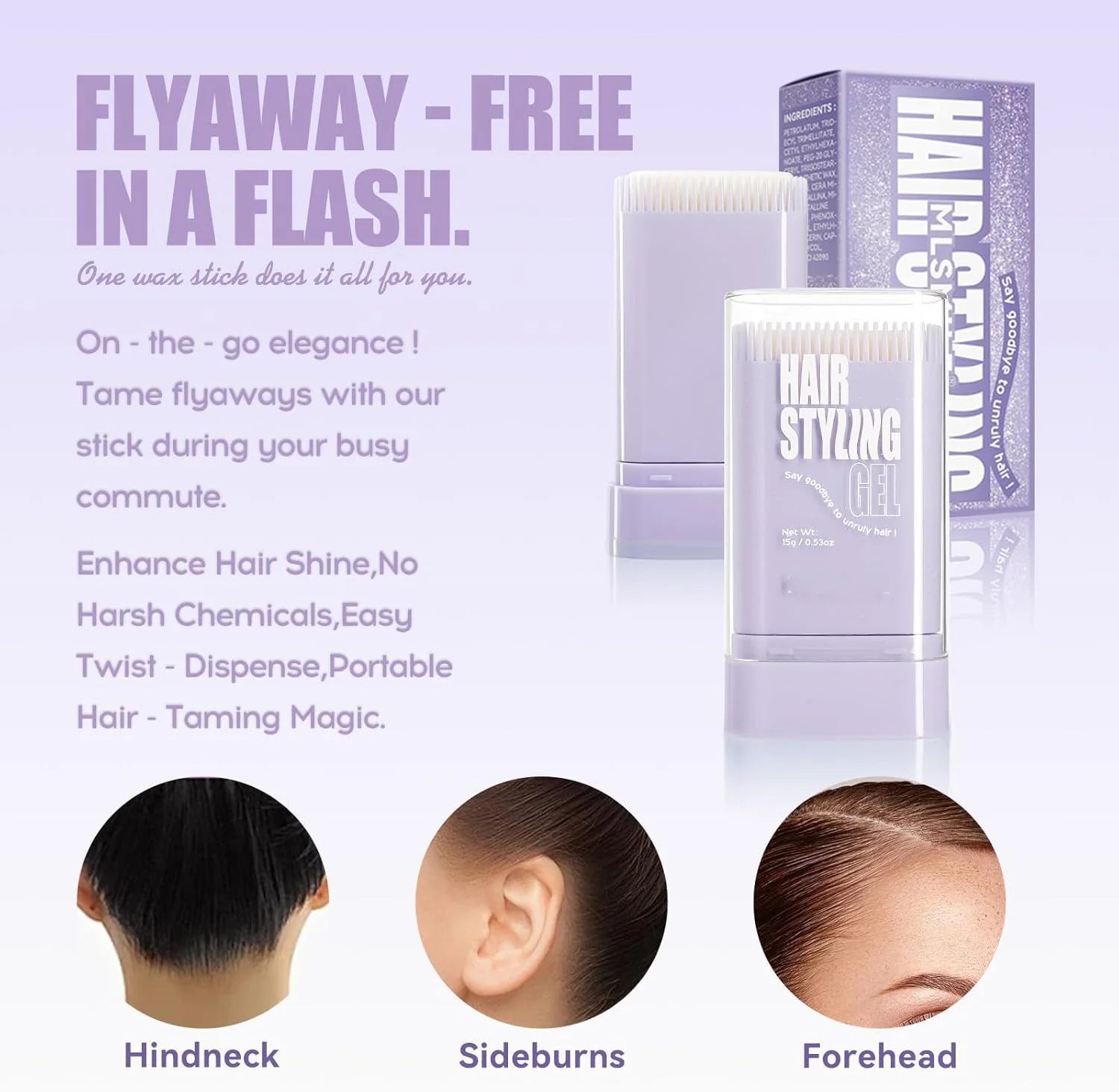 استیک واکس مو برای حالت دادن به موهای خانم ها، استیک حالت دهنده مو با شانه سرخود، مراقبت از مو، ژل استیک برای موهای وز و پرزهای لبه مو، طراوت بخش مو و بدون چربی