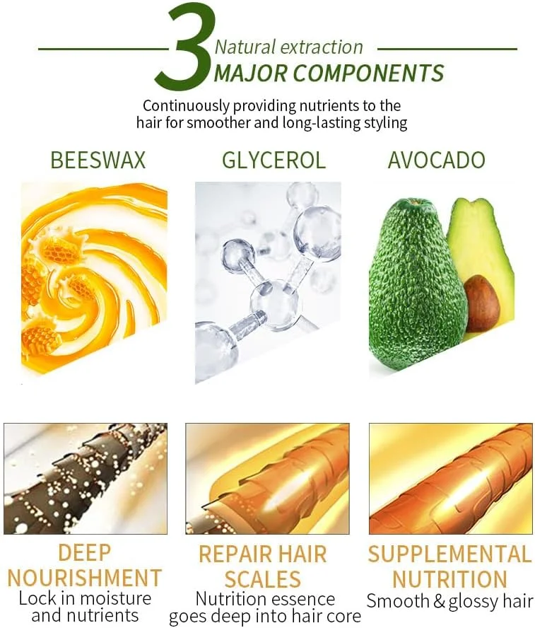 مجموعه حالت دهنده و چسب مو ماندگار - 2 عدد چسب مو، 3 عدد شانه، 2 عدد گیره مو برای کنترل وز، موهای بافته، و مرتب کردن موهای جلوی سر - بدون چربی (شانه قرمز)