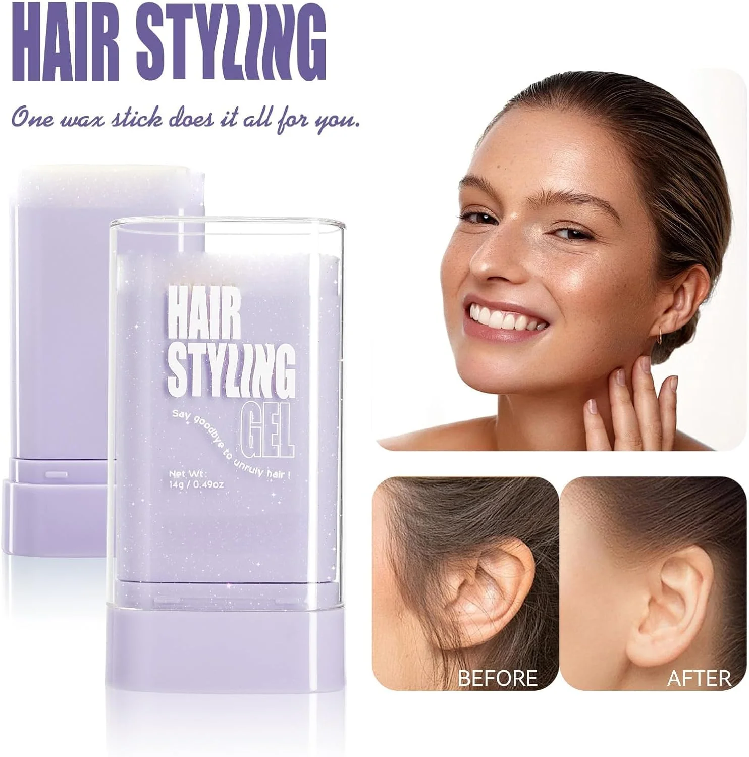 استیک واکس مو برای حالت دادن به موهای خانم ها، استیک حالت دهنده مو با شانه سرخود، مراقبت از مو، ژل استیک برای موهای وز و پرزهای لبه مو، طراوت بخش مو و بدون چربی