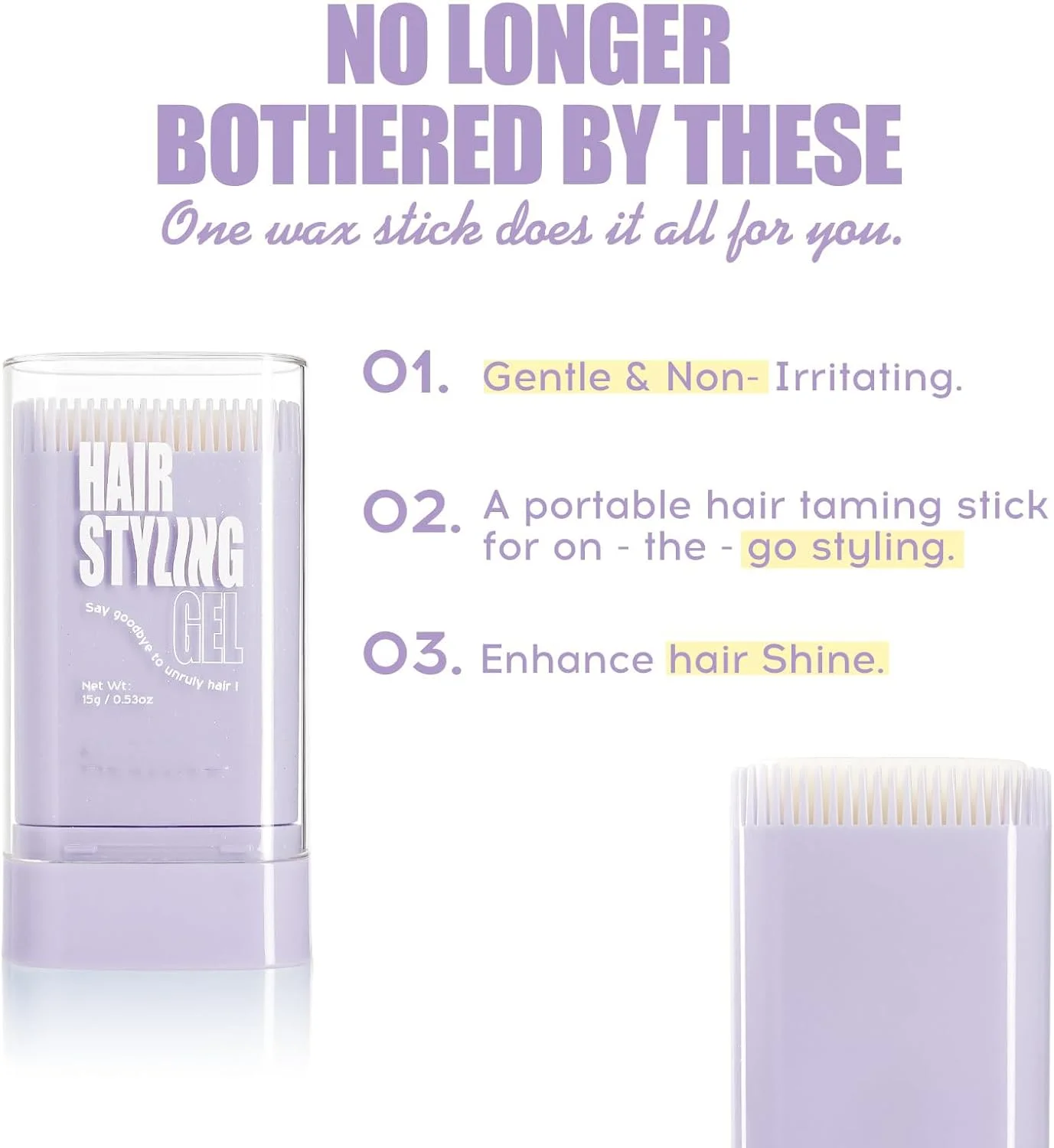 استیک واکس مو برای حالت دادن به موهای خانم ها، استیک حالت دهنده مو با شانه سرخود، مراقبت از مو، ژل استیک برای موهای وز و پرزهای لبه مو، طراوت بخش مو و بدون چربی