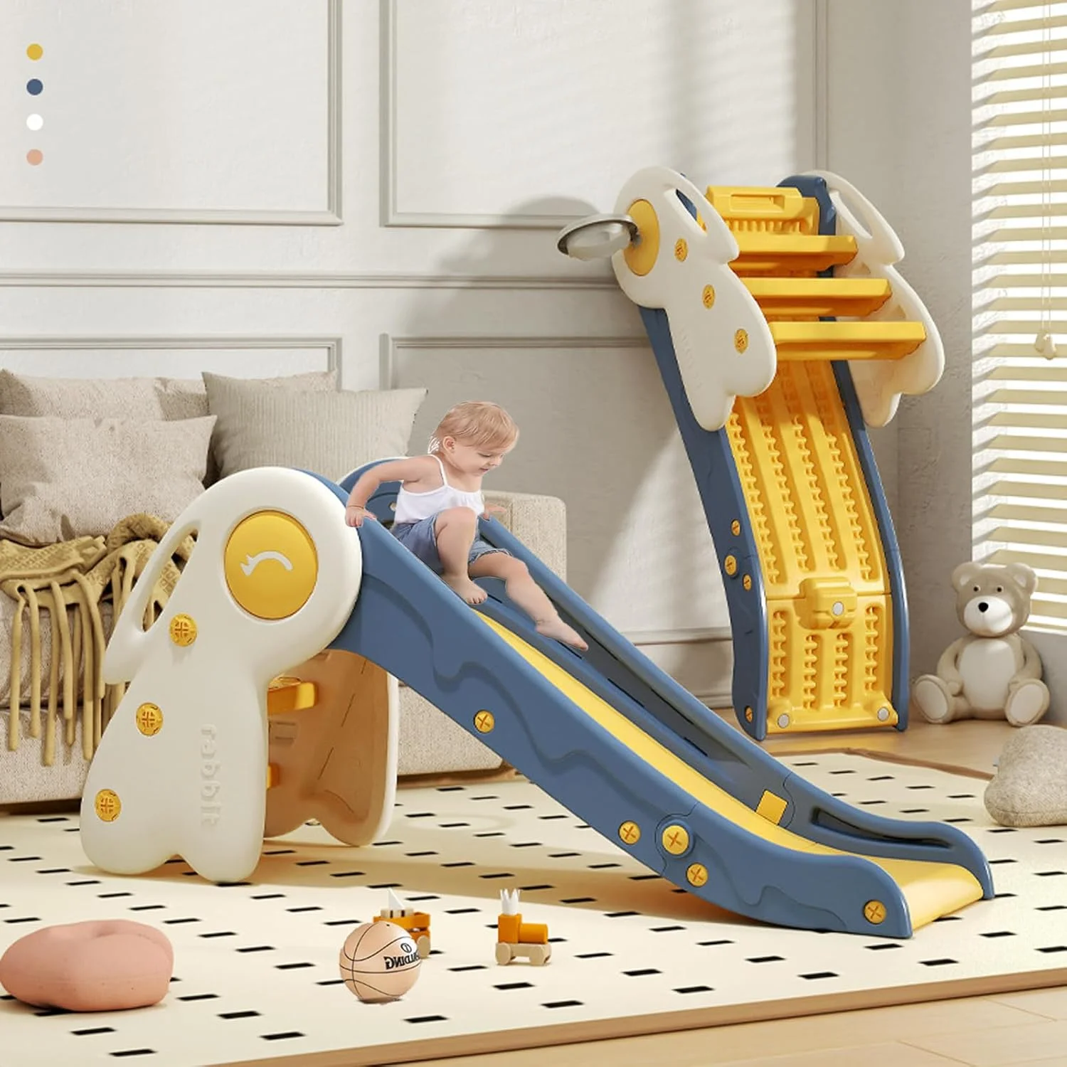 سرسره کودک، سرسره و صخره نوردی کودک با حلقه بسکتبال، مجموعه بازی کودک با شیب بلند، برای پسران و دختران 0-4 سال، زمین بازی محکم برای داخل و خارج از خانه (gg230) سرسره کودک، سرسره و صخره نوردی کودک با حلقه بسکتبال، مجموعه بازی کودک با شیب بلند، برای پسران و دختران 0-4 سال، زمین بازی محکم برای داخل و خارج از خانه (gg230)