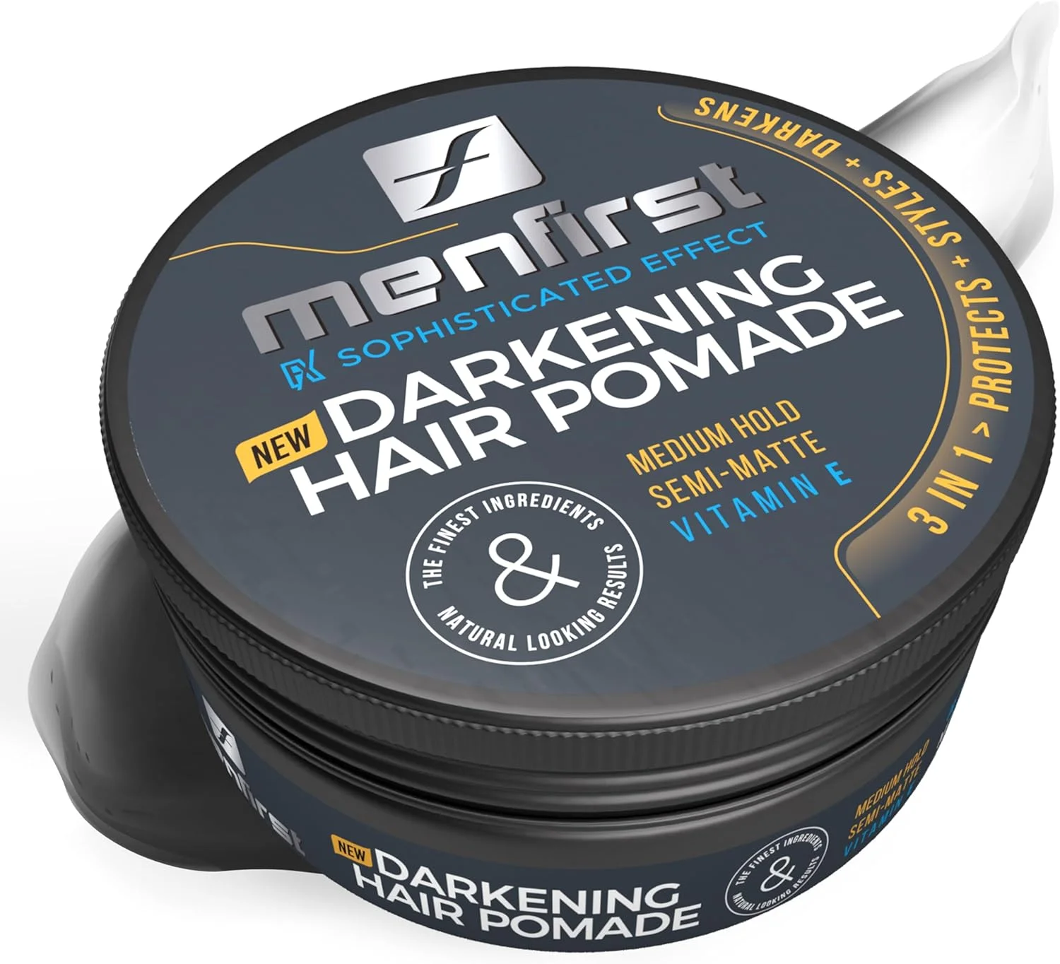 پماد موی تیره کننده مردانه، خمیر حالت دهنده با نگهدارندگی متوسط و واکس حالت دهنده، پوشش مات، موهای سفید و خاکستری را فورا تیره می کند در حالی که تغذیه و محافظت می کند