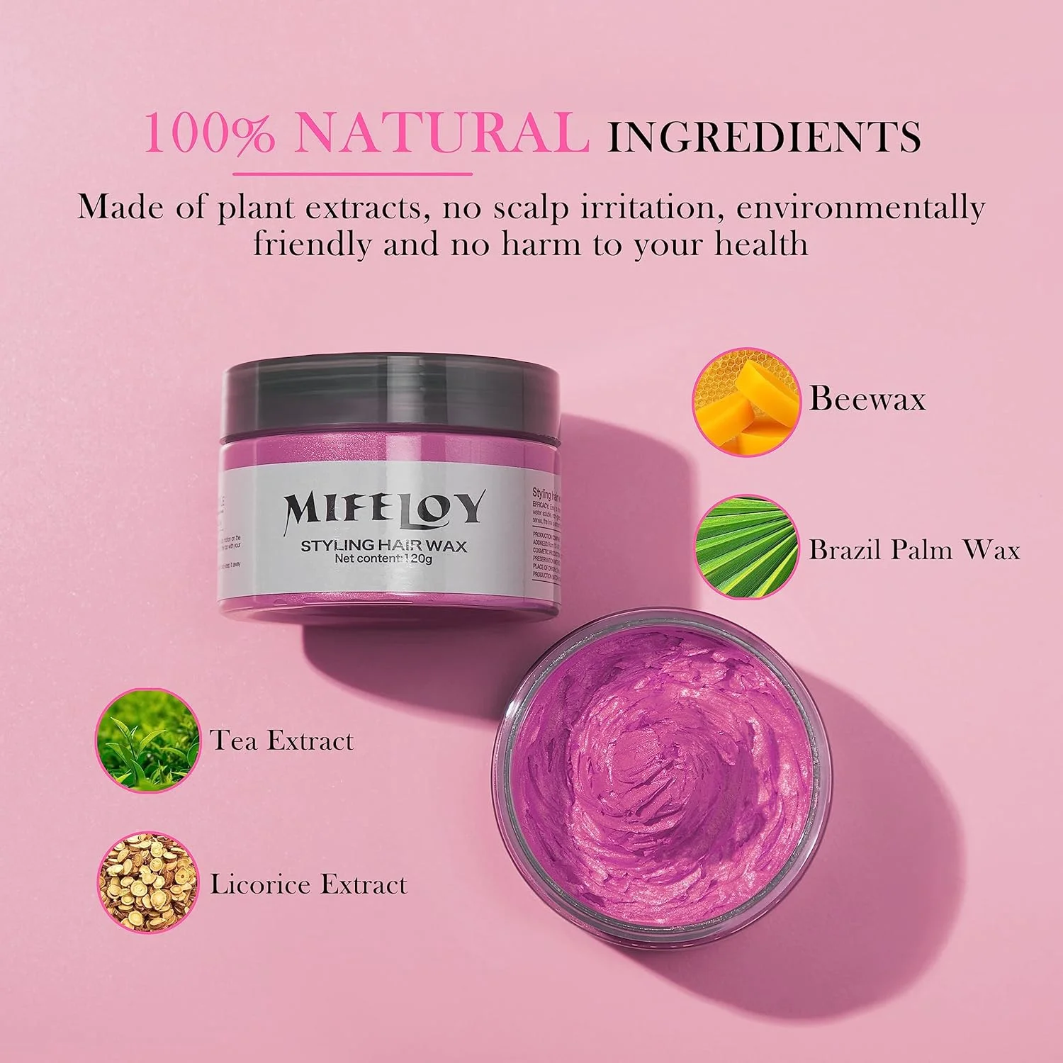 واکس رنگ موی موقت صورتی، کرم رنگ موی فوری و طبیعی، پماد حالت دهنده قابل شستشو، رنگ موی گِلی یکبار مصرف برای زنان، جوانان و مردان، مهمانی، DIY و هالووین واکس رنگ موی موقت صورتی، کرم رنگ موی فوری و طبیعی، پماد حالت دهنده قابل شستشو، رنگ موی گِلی یکبار مصرف برای زنان، جوانان و مردان، مهمانی، DIY و هالووین