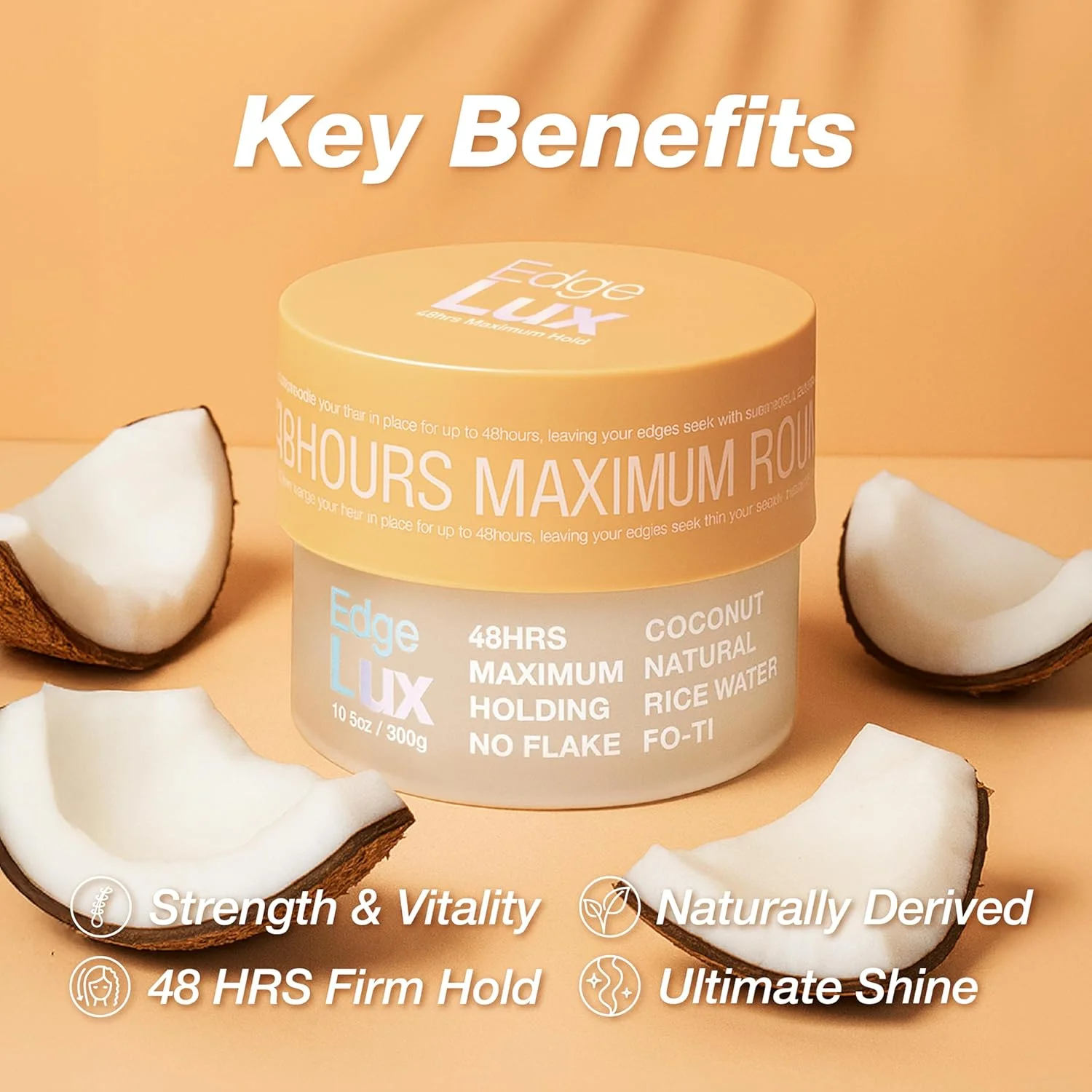 واکس حالت دهنده موی سر Edge Lux با رایحه نارگیل، ماندگاری 48 ساعته، بدون ایجاد پوسته، حاوی مواد طبیعی و نرم کننده (100 گرم)