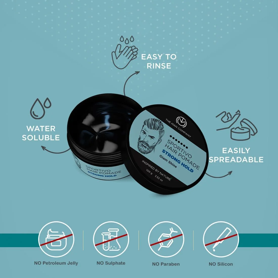 واکس موی حالت دهنده مردانه دِ مَن کامپنی مدل Sportivo Stronghold | براق کننده شیک با حجم دهندگی | غیر چسبنده - 100 گرم