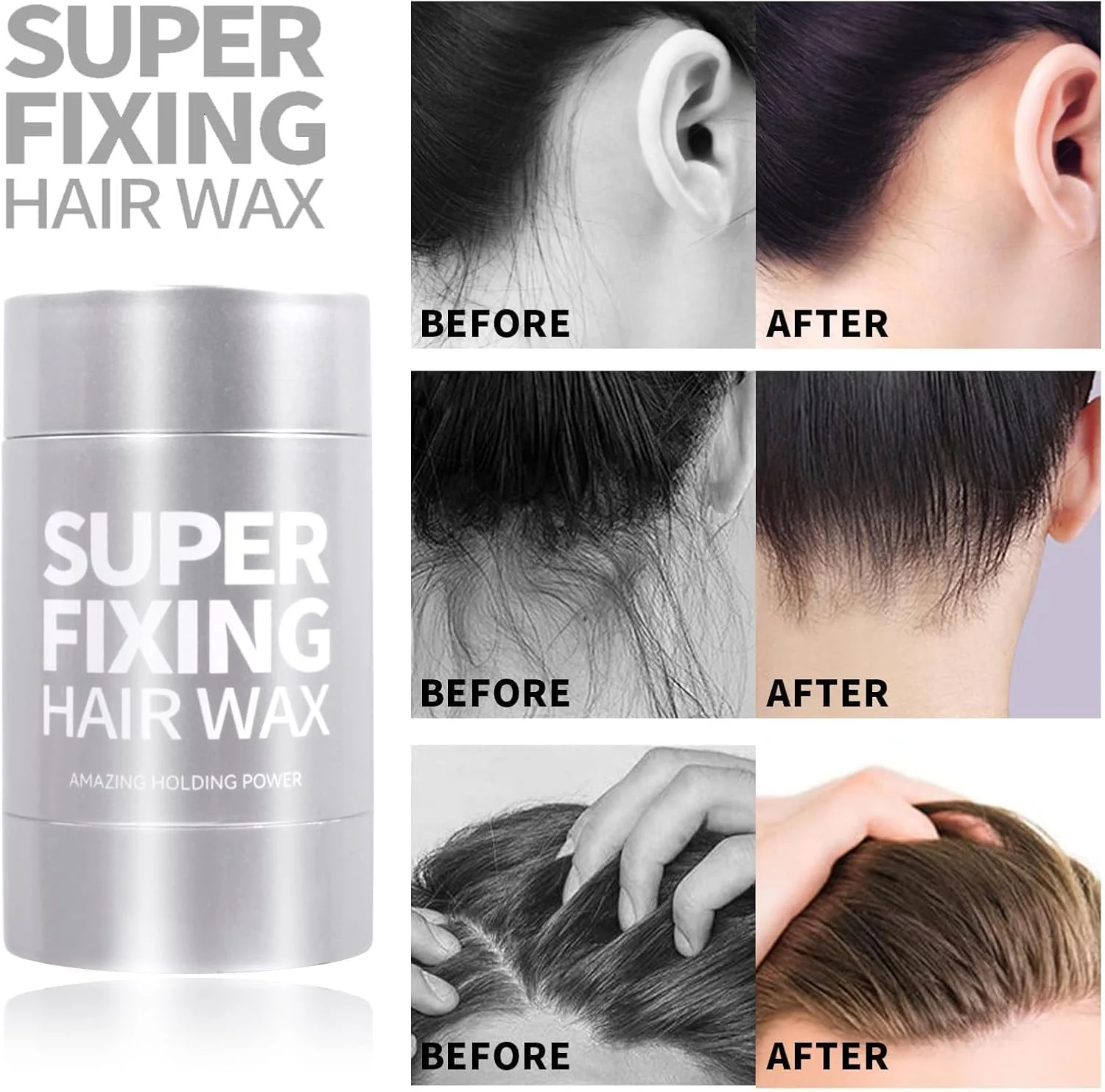 استیک واکس حالت دهنده مو NALACAL، حالت دهنده قوی و غیر چرب برای موهای وز و شکسته، استیک واکس صاف کننده مو برای موهای ریز، وز و موهای بچه، مناسب استفاده در مهمانی و استیج