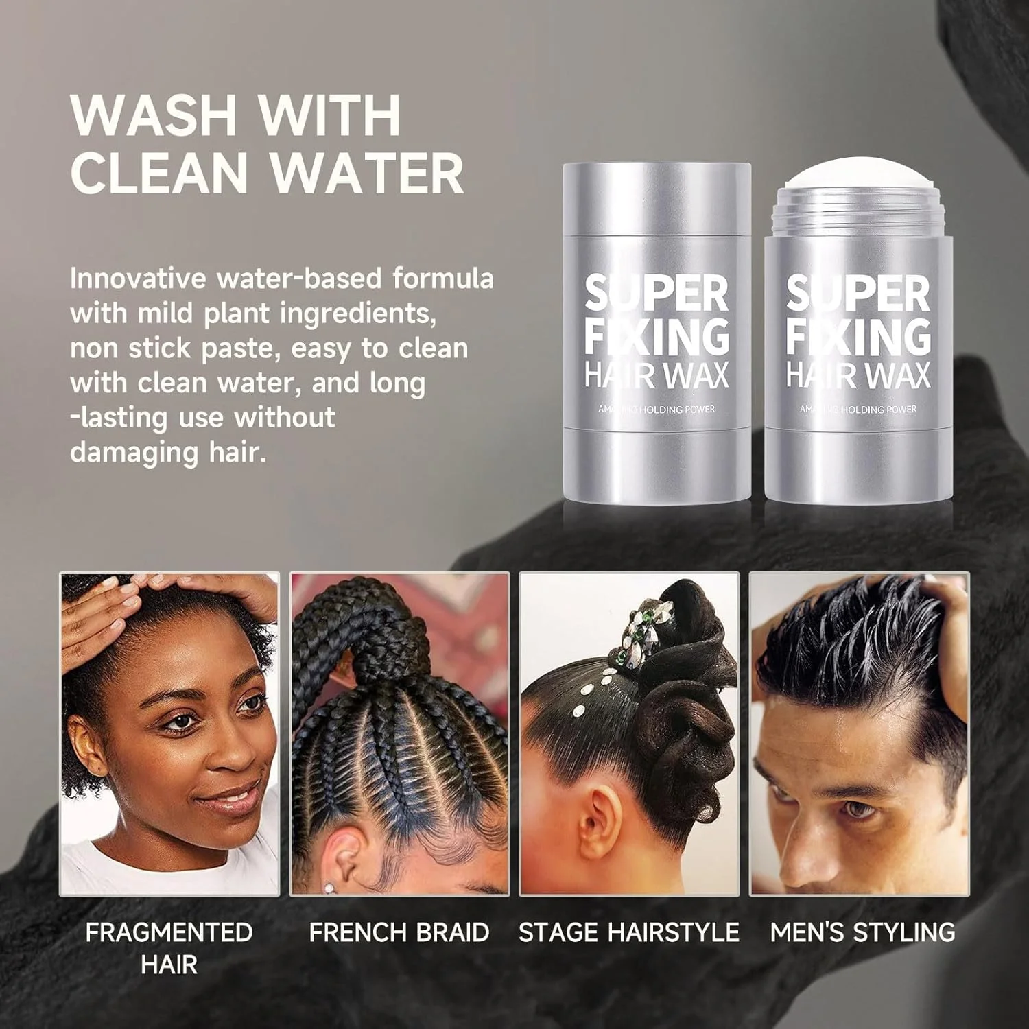 استیک واکس حالت دهنده مو NALACAL، حالت دهنده قوی و غیر چرب برای موهای وز و شکسته، استیک واکس صاف کننده مو برای موهای ریز، وز و موهای بچه، مناسب استفاده در مهمانی و استیج