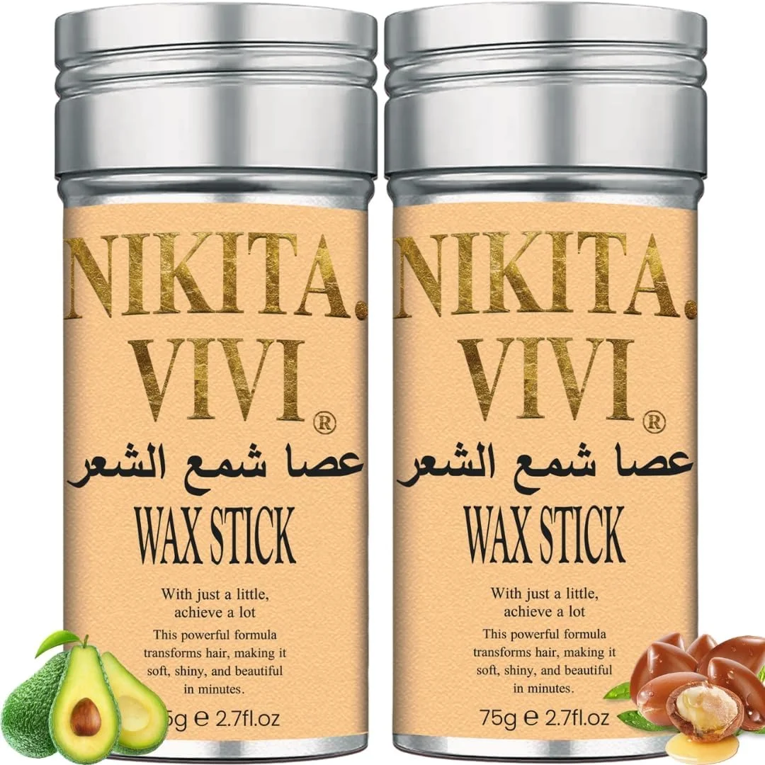 NIKITA.VIVI چسب مو دو عددی (2x75 گرم)، چسب مو برای کلاه گیس، حالت دهنده مو، پماد حالت دهنده مو برای زنان و مردان، واکس موی غیر چرب برای موهای وز و پرز دار
