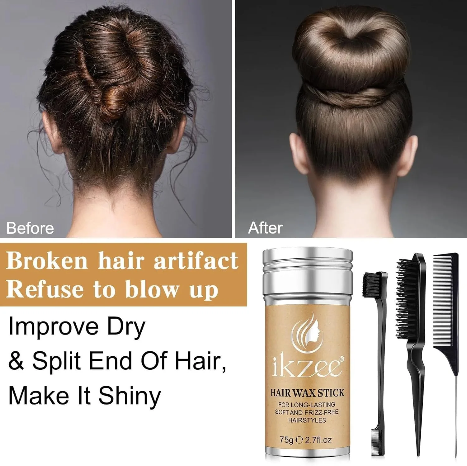 استیک واکس مو نیکیتا ویوی 75 گرمی، برای بافت و درخشش بهتر مو با روغن دانه کرچک، واکس حالت دهنده مو، واکس های حالت دهنده مو برای کلاه گیس صاف، استیک کنترل کننده لبه مو، استیک پماد مو