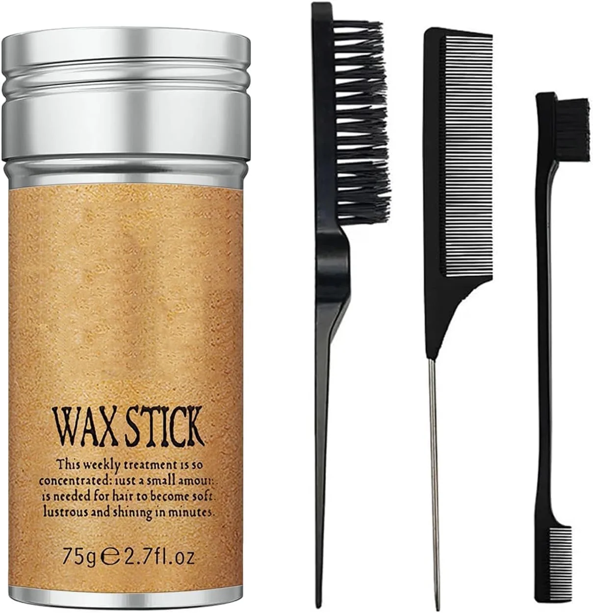 استیک واکس مو، استیک صاف کننده مو، واکس حالت دهنده غیر چرب برای مو، برای موهای وز و پرزدار و برس حالت دهنده لبه مو، شانه دم موشی برای جدا کردن مو، پرداخت غیر چرب برای حالت دادن به مو