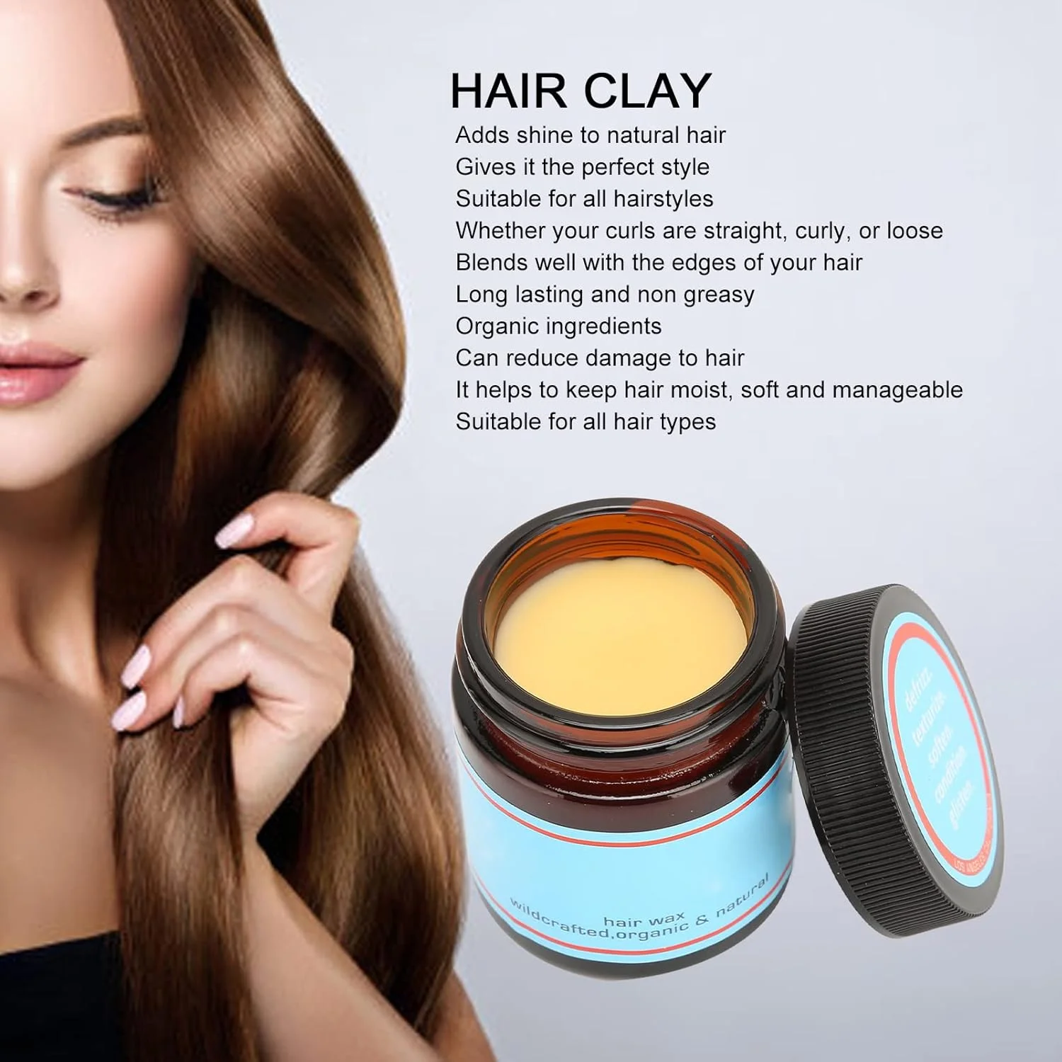 واکس مو، ارگانیک و طبیعی با قدرت نگهداری قوی و کنترل عالی، پماد مو با رایحه پرتقال برای حالت دادن و مرتب کردن مو، مناسب برای موهای صاف، ضخیم و موج دار، 42 گرم