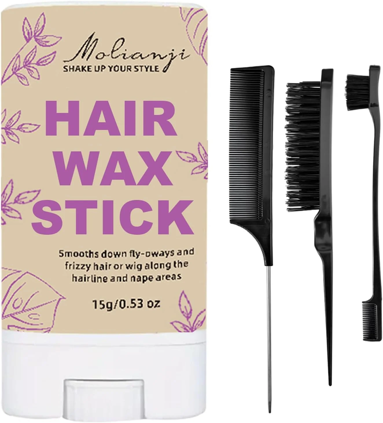 استیک واکس مو به همراه برس حالت دهنده مو، کنترل کننده موهای وز و پماد حالت دهنده برای کودکان، زنان و مردان - ابزار و اکسسوری حالت دهی مو