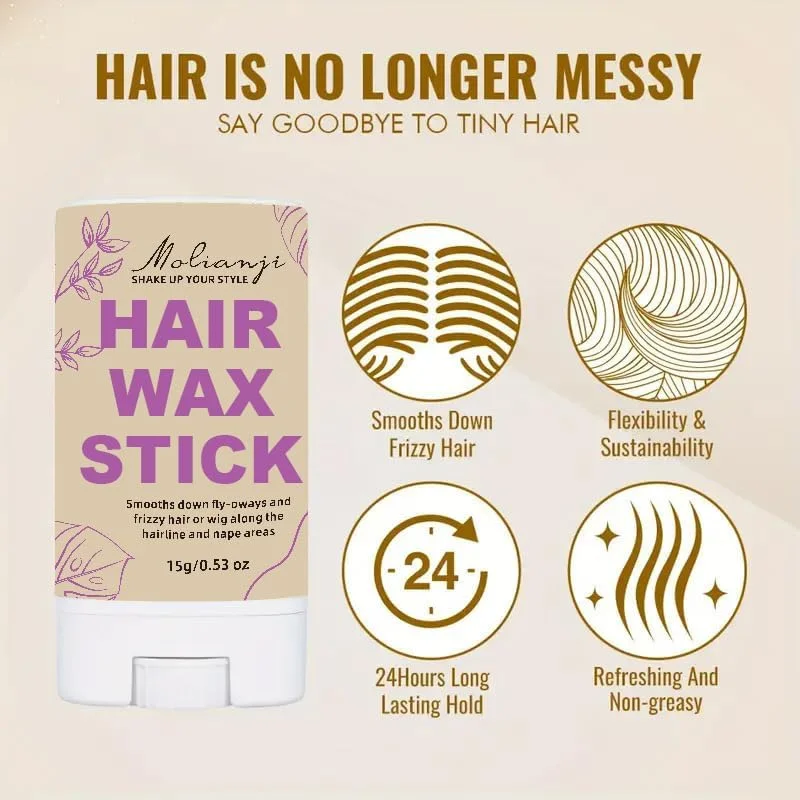 استیک واکس مو به همراه برس حالت دهنده مو، کنترل کننده موهای وز و پماد حالت دهنده برای کودکان، زنان و مردان - ابزار و اکسسوری حالت دهی مو