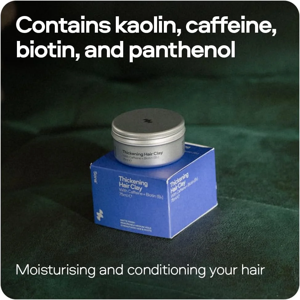 خمیر موی حالت دهنده مردانه، ضخیم کننده مو، پماد حالت دهنده حاوی کافئین و بیوتین برای حمایت از رشد مو، خمیر نرم کننده مو - 6 ماه